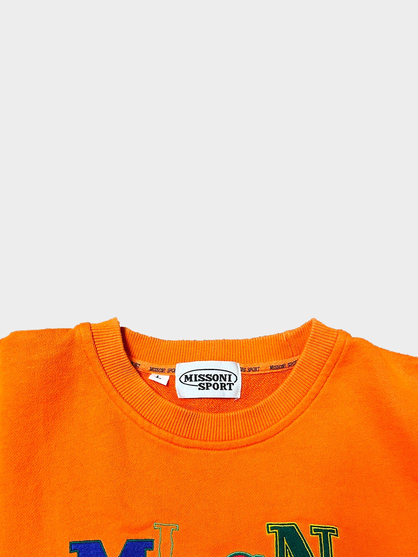 Missoni Sport 1990s Orange Embroidered Logo Sweater