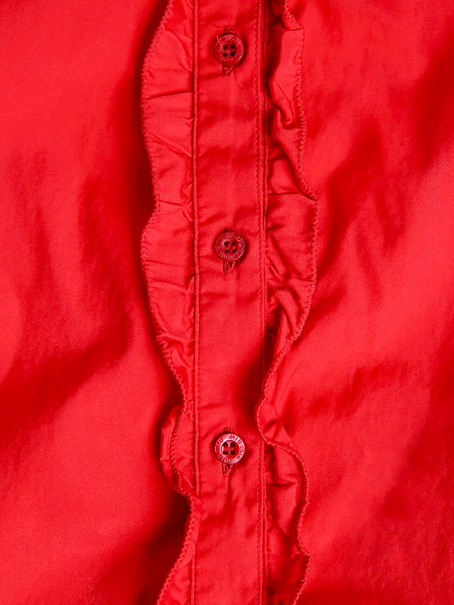 Miu Miu SS 1999 Red Ruffled Halter Neck Top