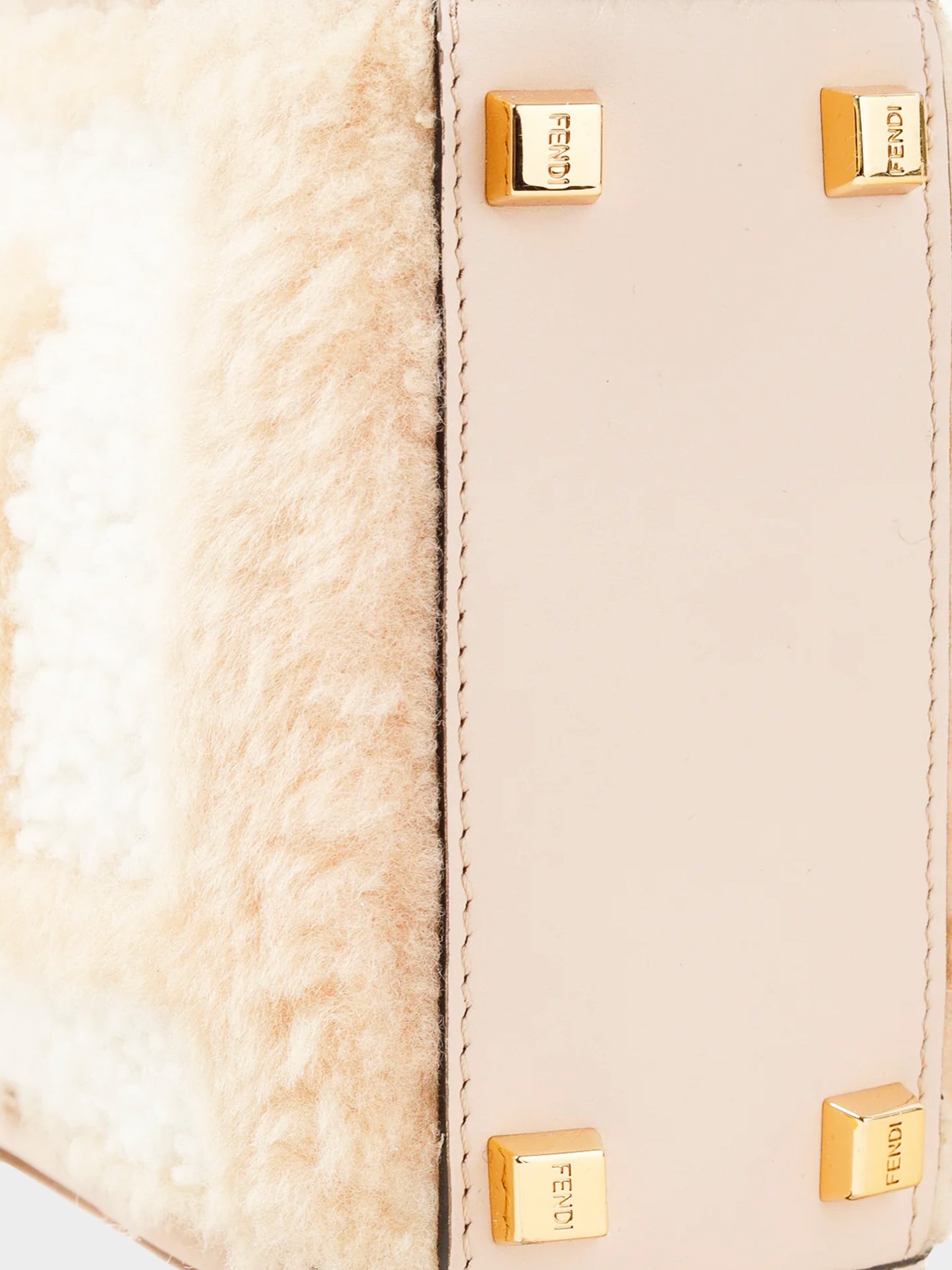 Fendi 2020s Pink Shearling and Tortoiseshell Sunshine Mini Tote Bag