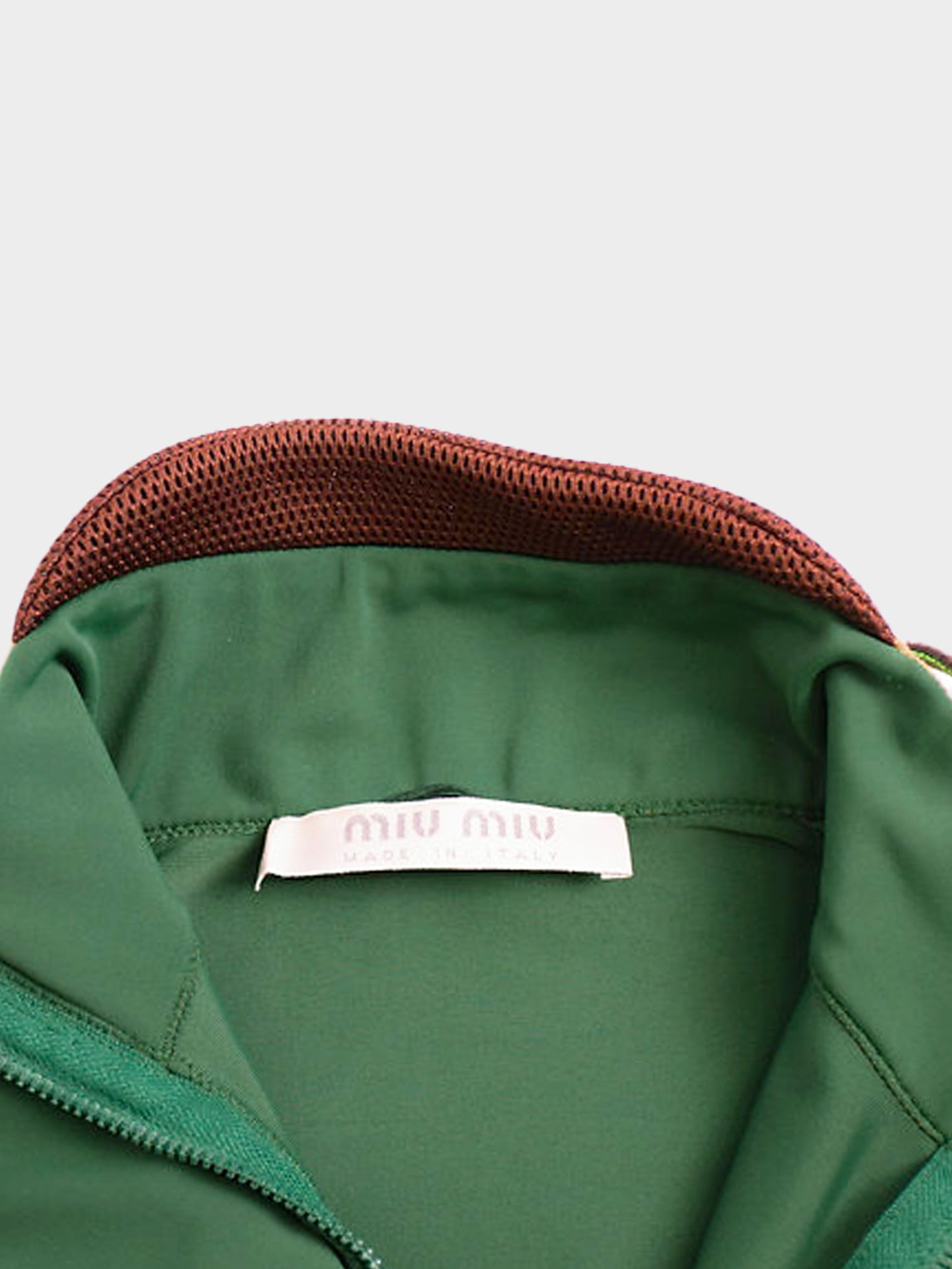 Miu Miu FW 1999 Runway Green Neoprene Suede Trim Jacket