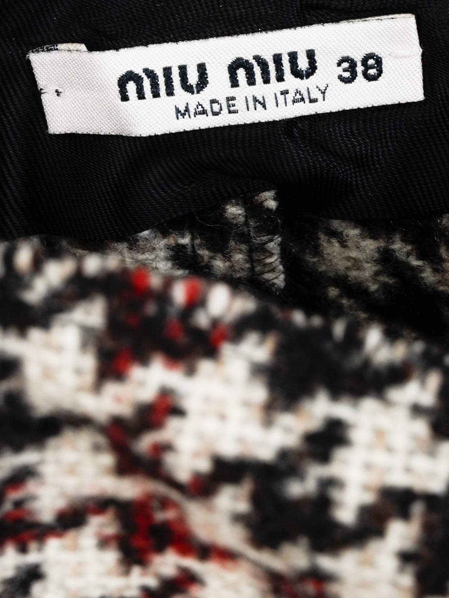Miu Miu 2006 Wool-Blend Houndstooth Pleated Mini Skirt