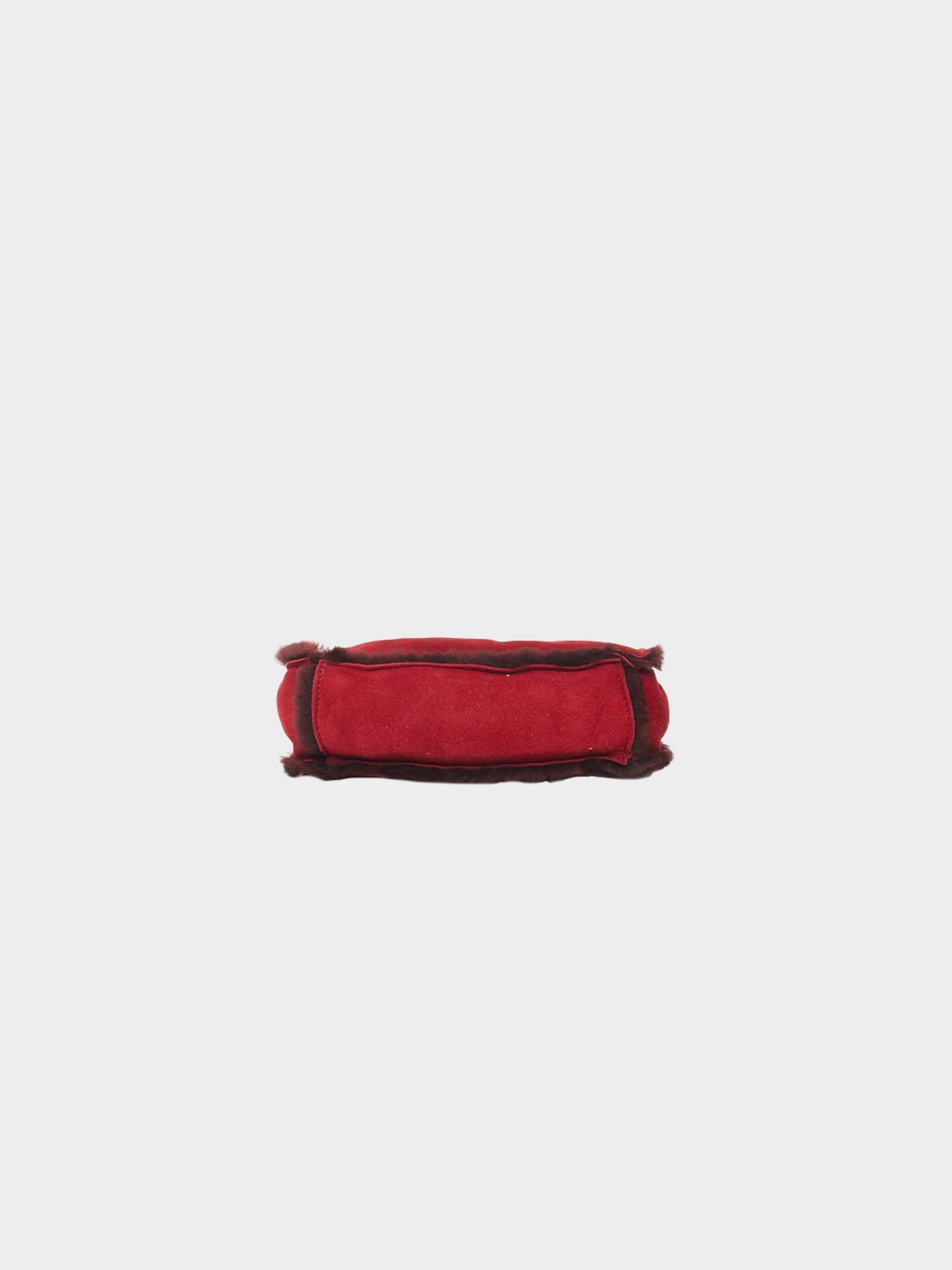 Chanel 1998 Burgundy Suede Faux Fur Trim Mini Tote Bag