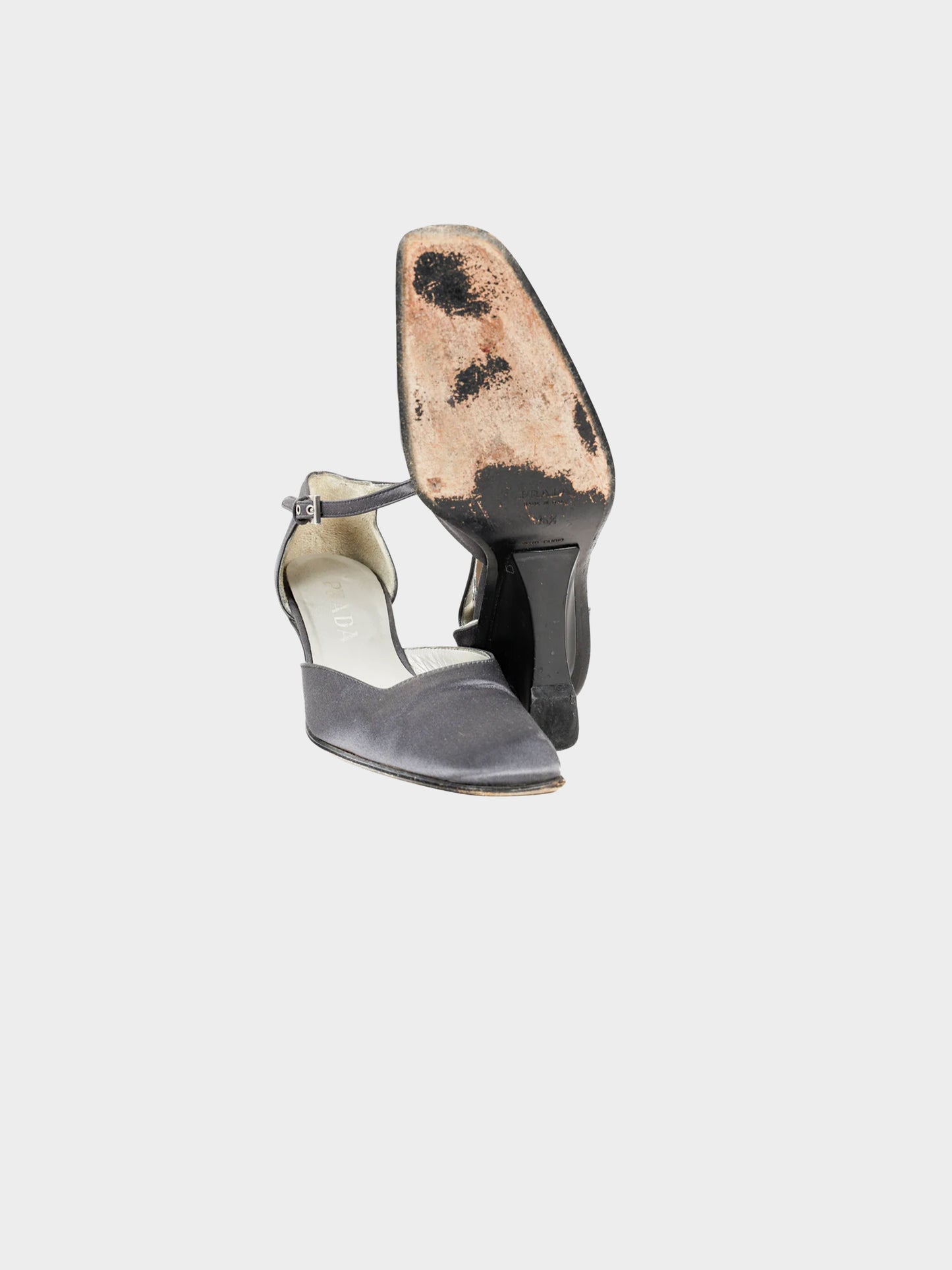 Prada 2000s Grey Satin D'Orsay Pumps