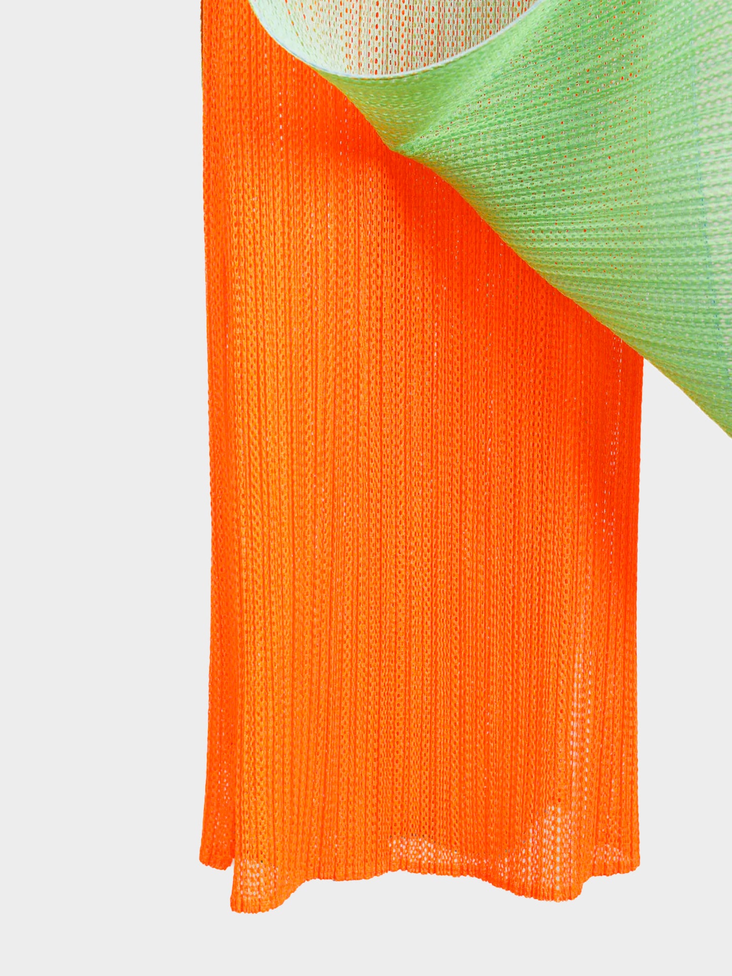 Issey Miyake Pleats Please 2000s Fluorescent Green and Orange Mesh Overlay Dress