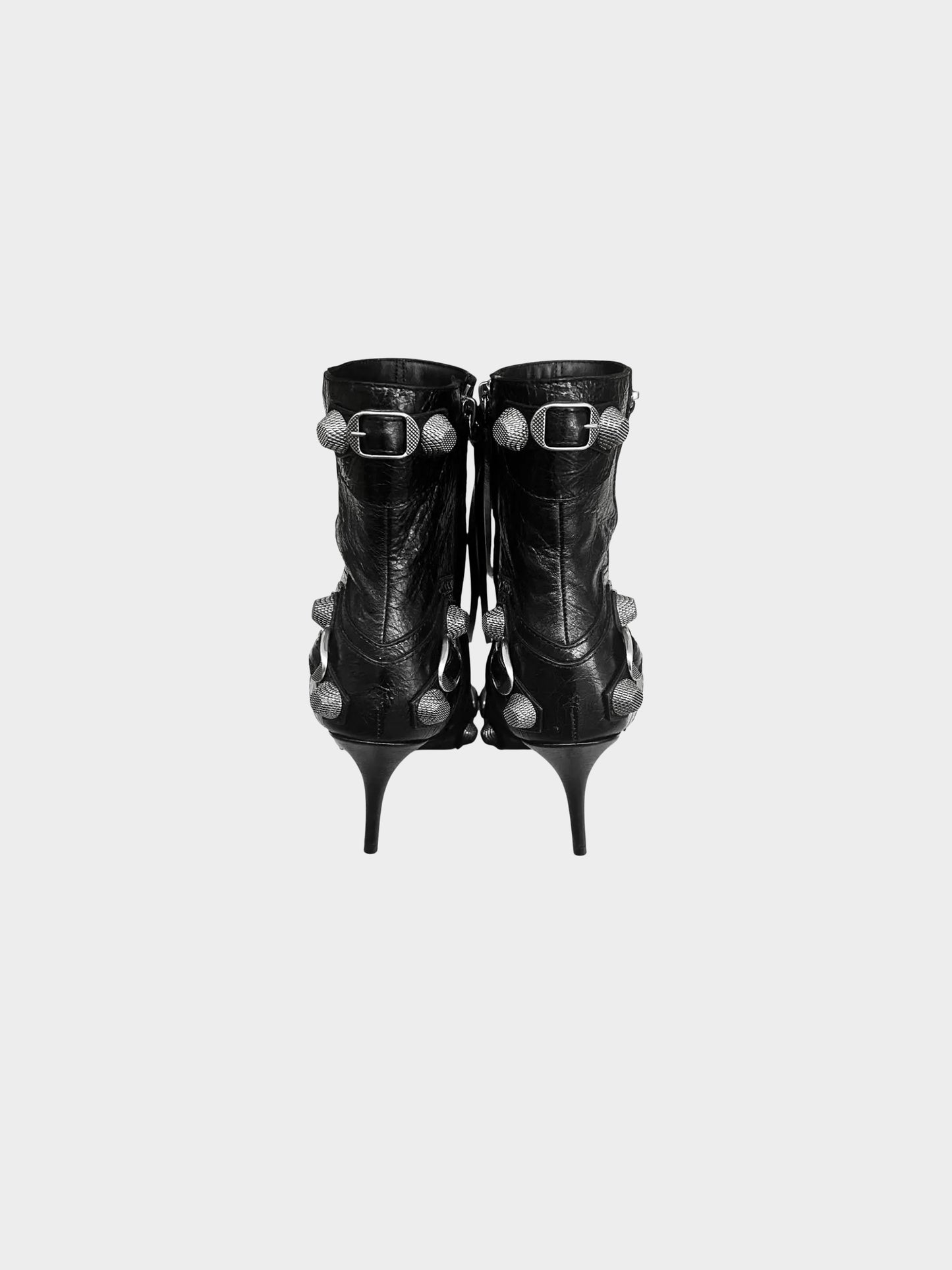 Balenciaga 2024 Black Leather Cagole Bootie