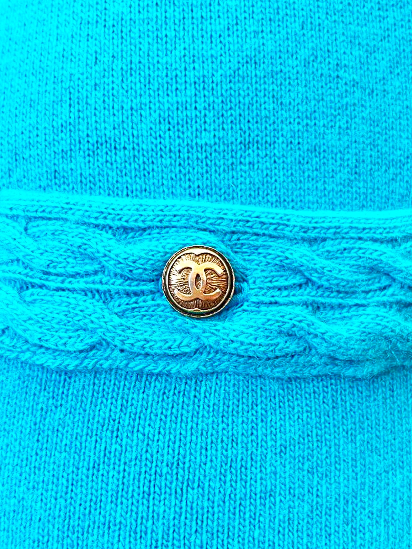 Chanel 1980s Blue Cashmere Knit Cardigan