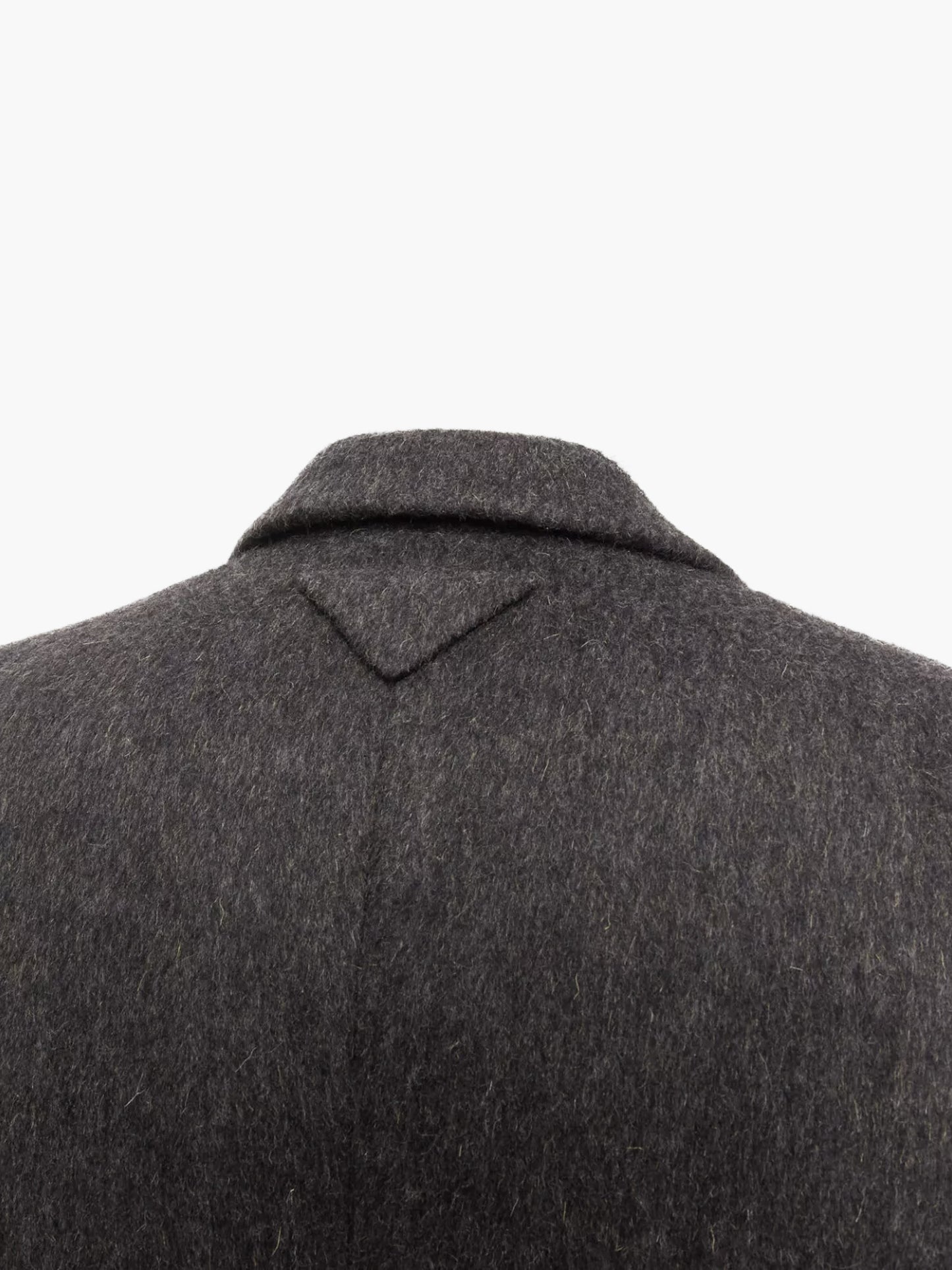 Prada FW 2022 Runway Slate Grey Virgin Wool And Feathers Double-Breasted Jacket