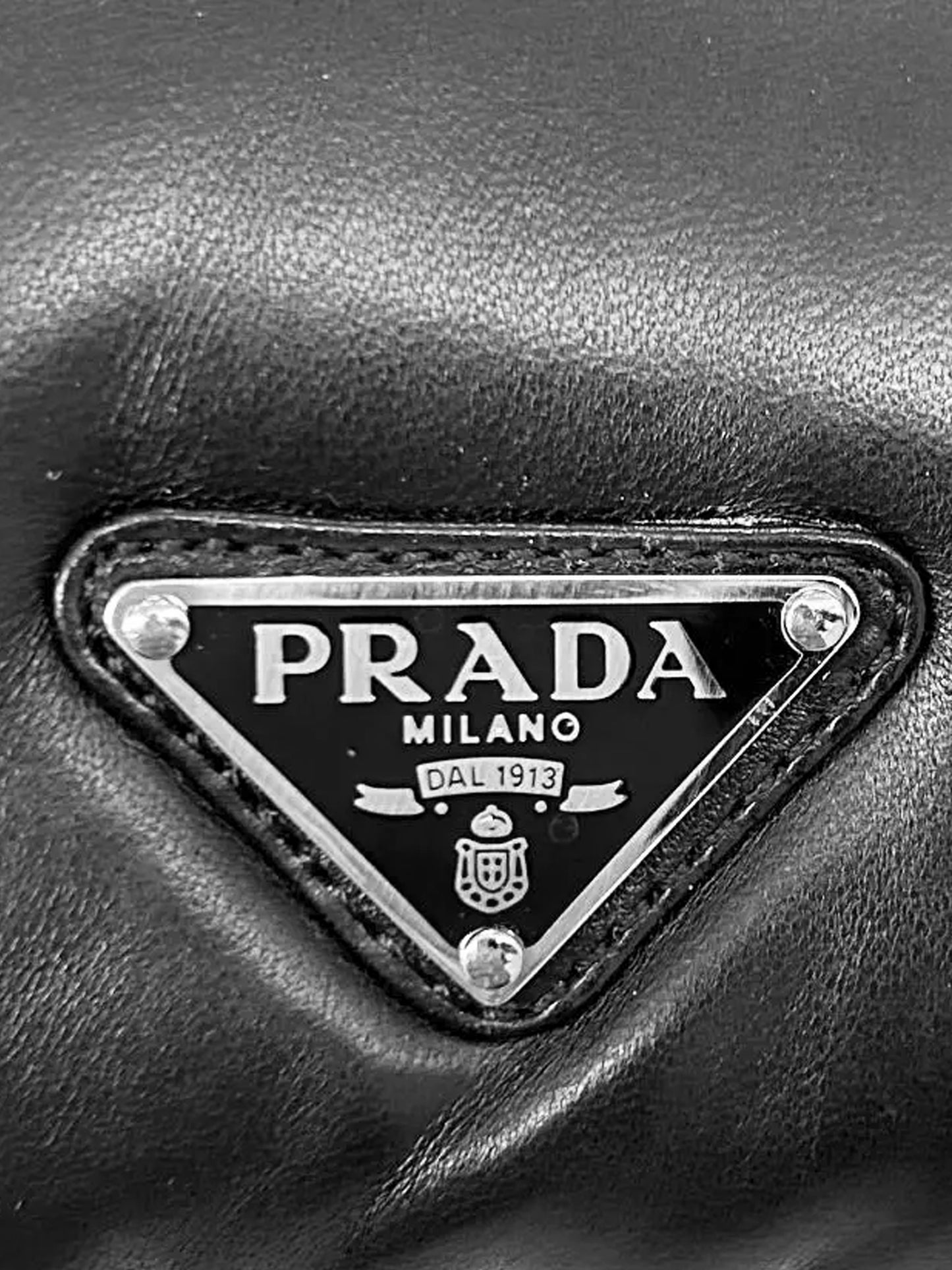 Prada 2023 Black Padded Leather Logo Mules