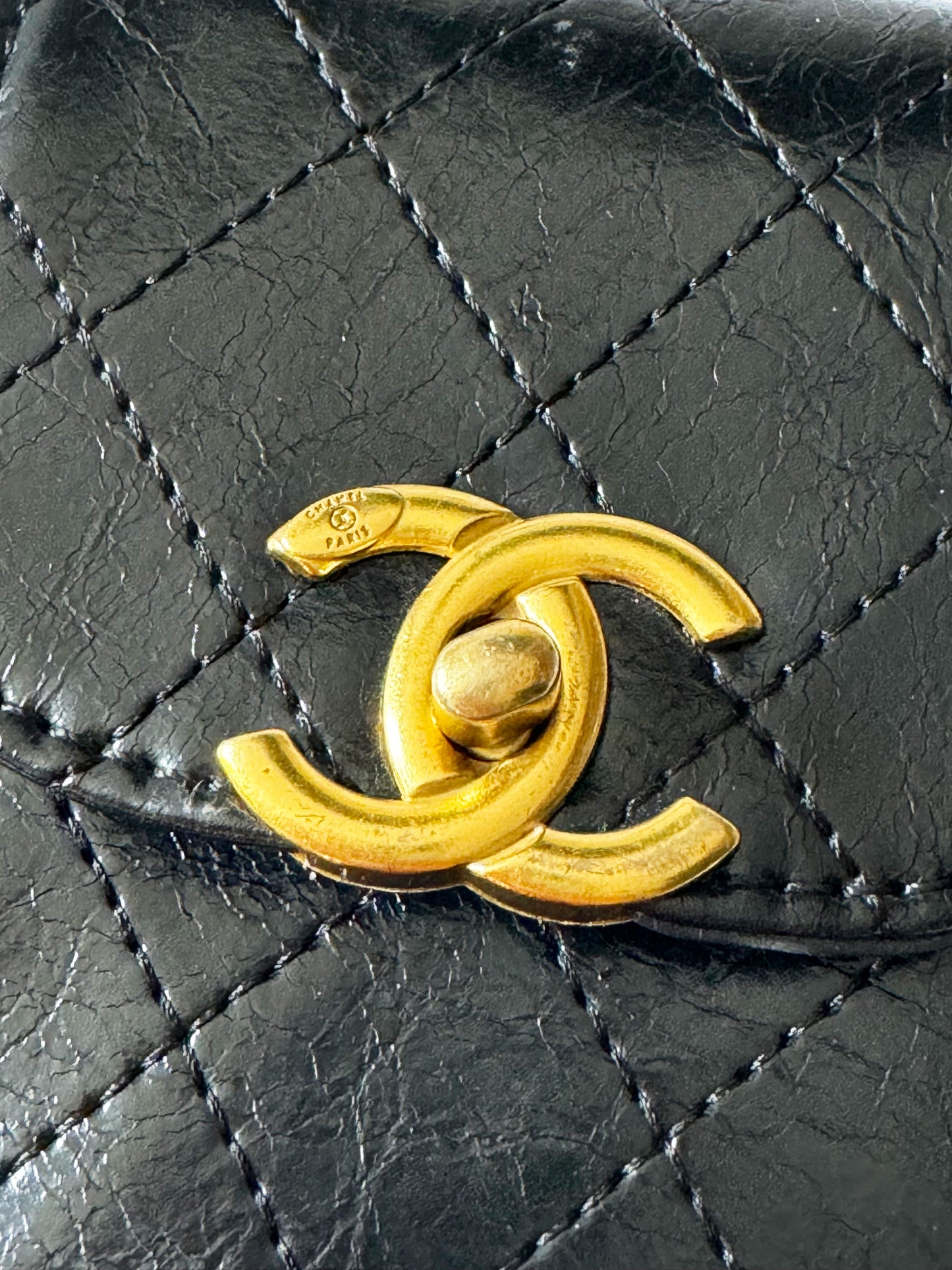 Chanel 2020s Black Oil Wax Leather and Houndstooth Tweed Multi-pochette Bag