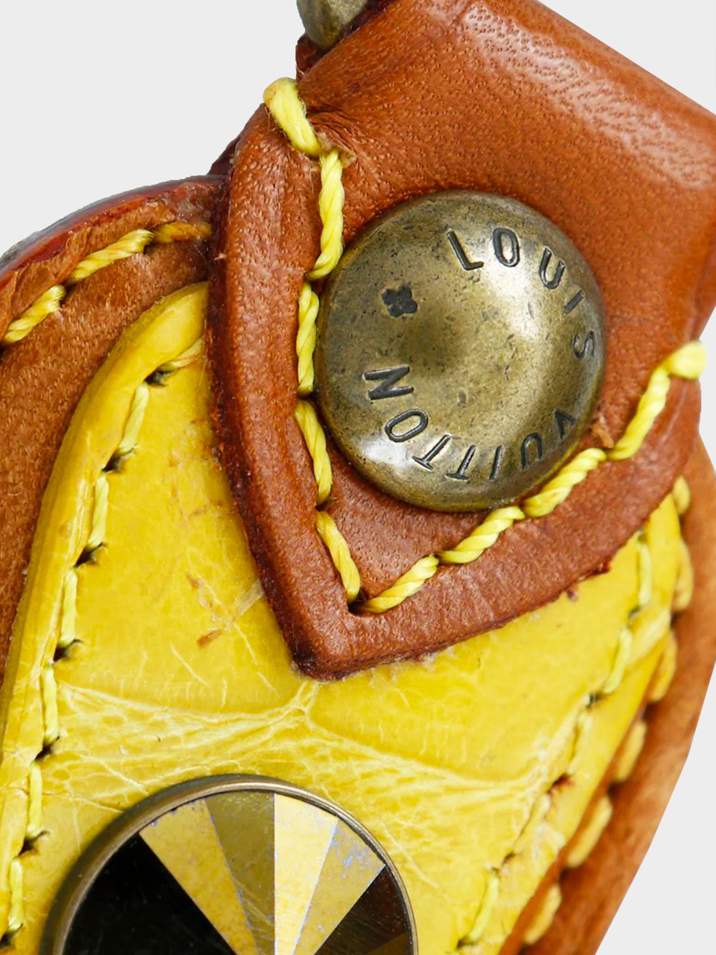 Louis Vuitton FW 2004 Rare Brown Velvet and Yellow Alligator Leather Trompe L'oeil Pochette Bag