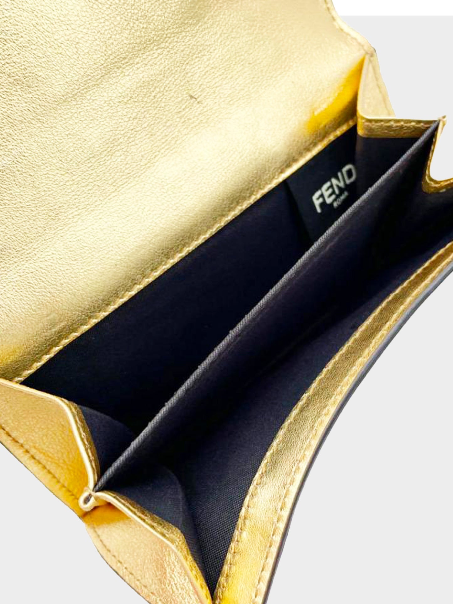 Fendi 2020s Embossed FF Metallic Leather Wallet
