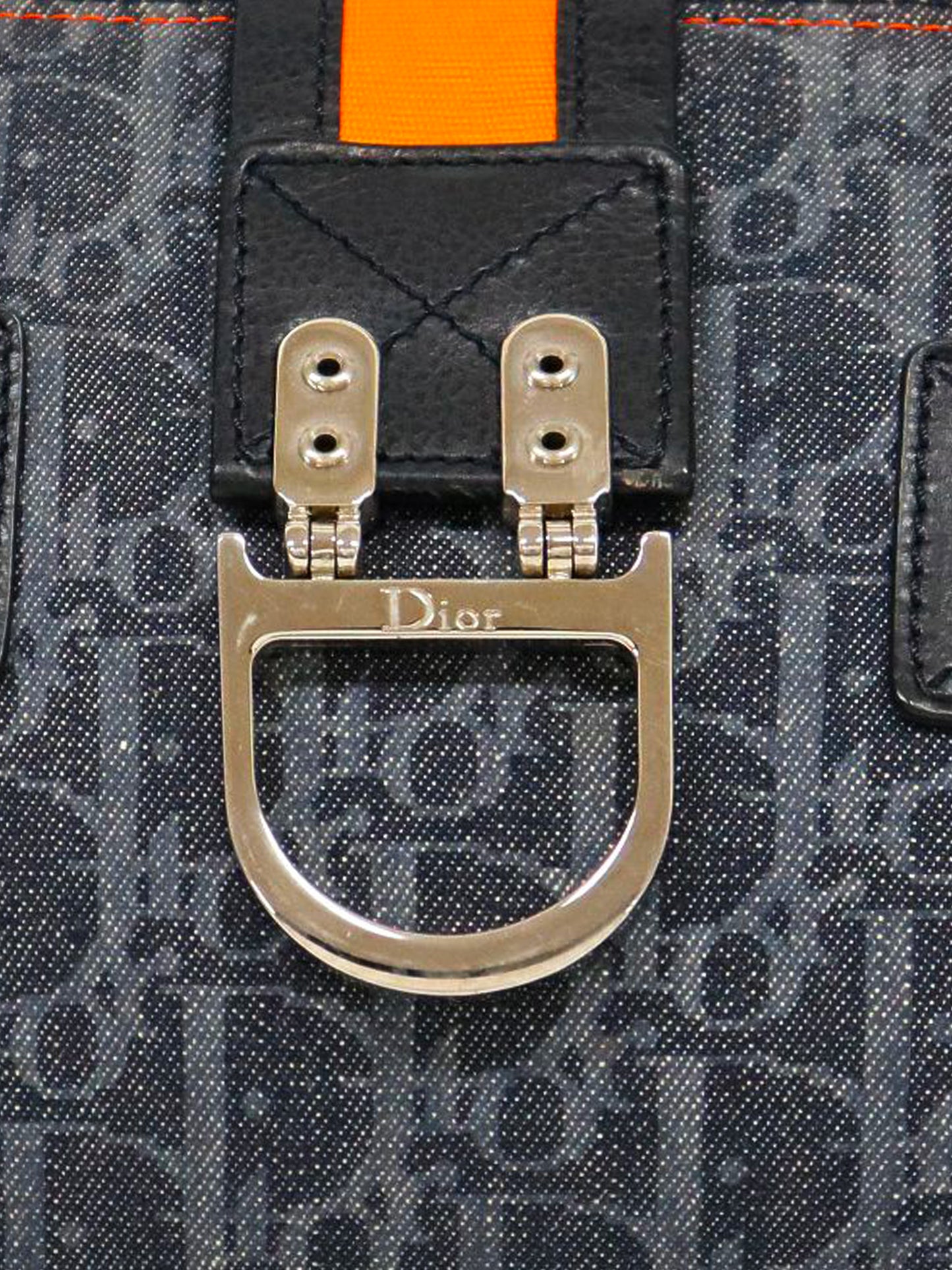 Christian Dior by John Galliano 2005 Flight Line Navy Trotter Canvas Boston Bag