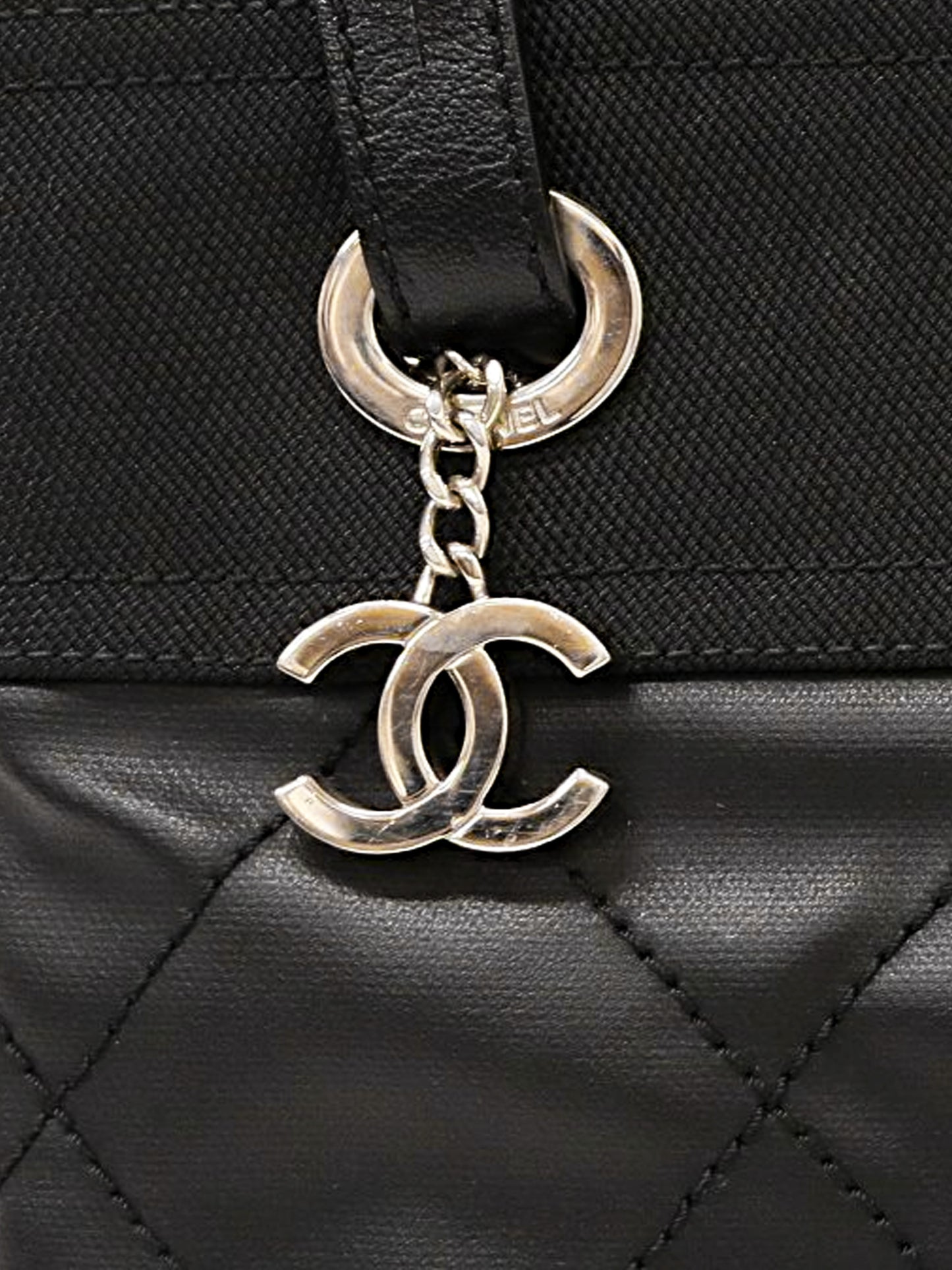 Chanel 2012 Black Quilted Coated Canvas Paris Biarritz Tote Bag
