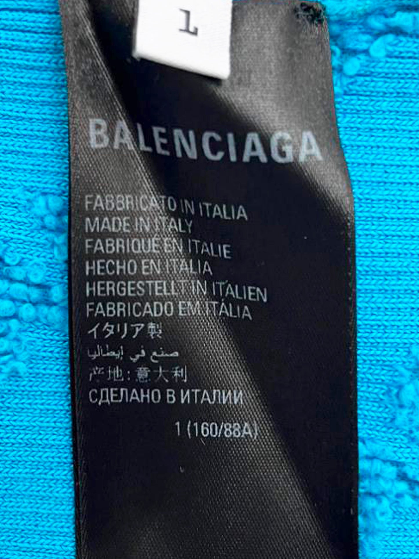 Balenciaga 2022 Blue Rib-Knit Turtleneck Logo Sweater