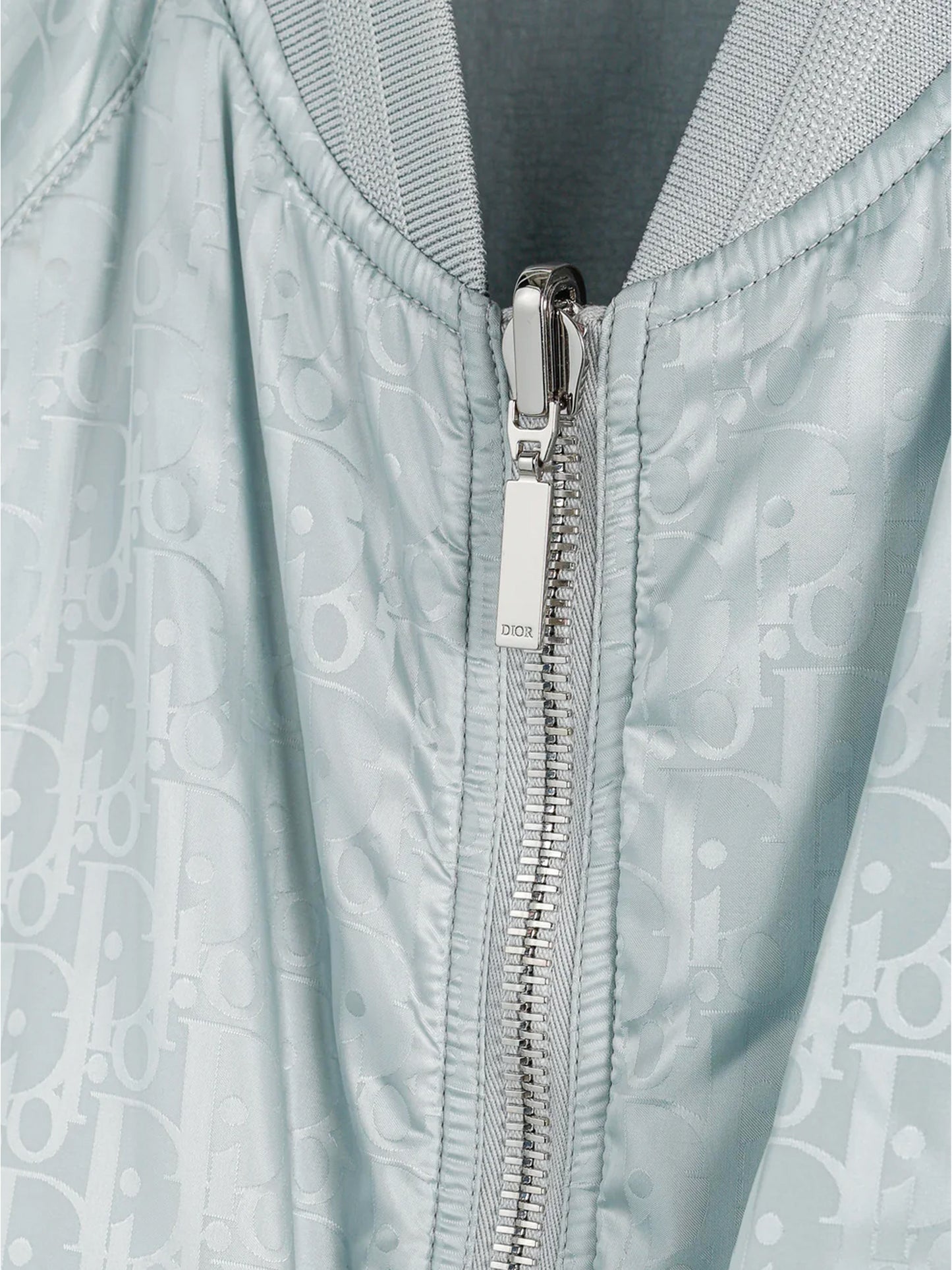 Christian Dior 2020s Light Blue Nylon Oblique Reversible Bomber Jacket