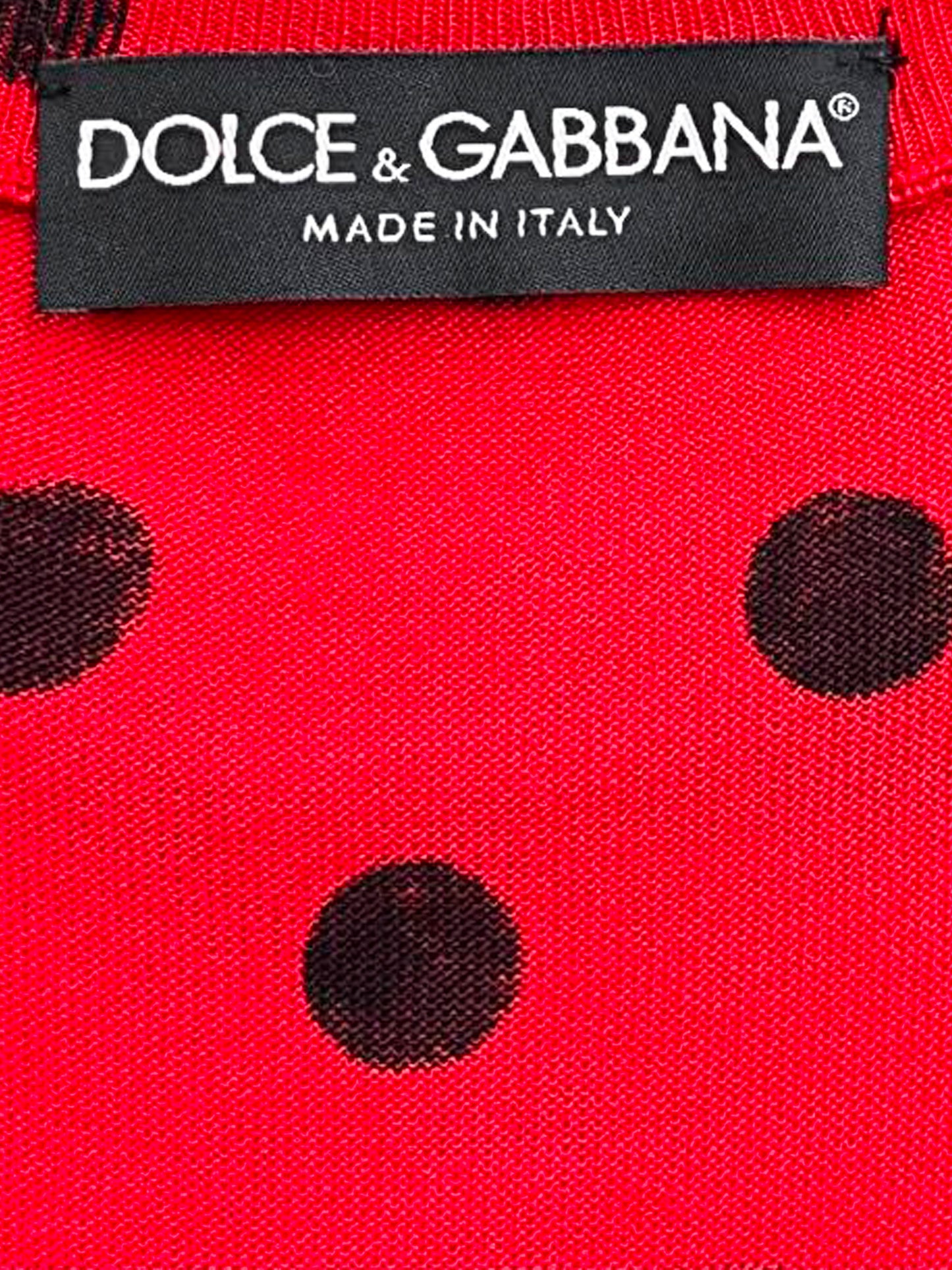 Dolce and Gabbana 2014 Red Silk Knit Polka Dot Cardigan and Top Set