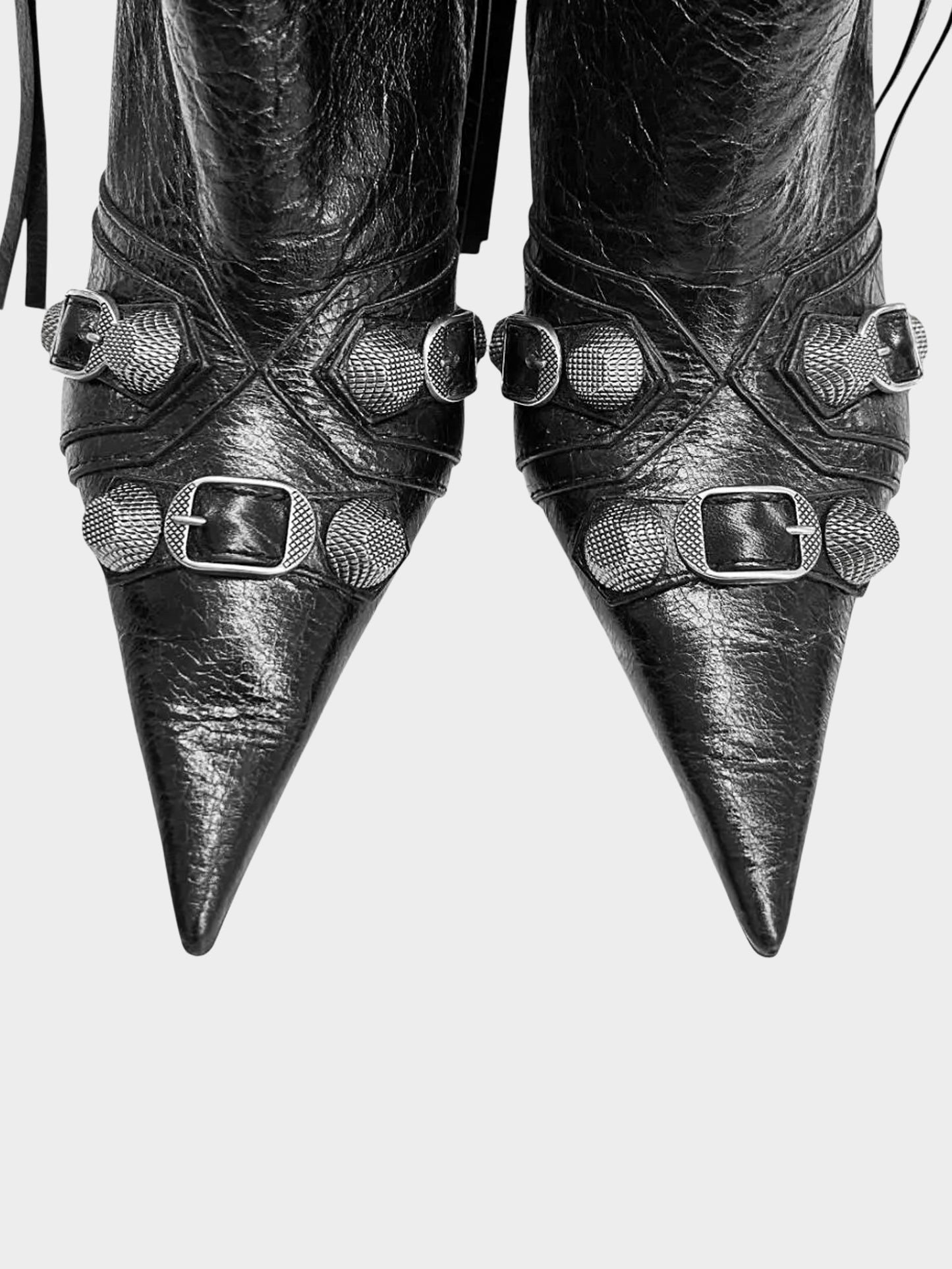 Balenciaga 2024 Black Leather Cagole Bootie