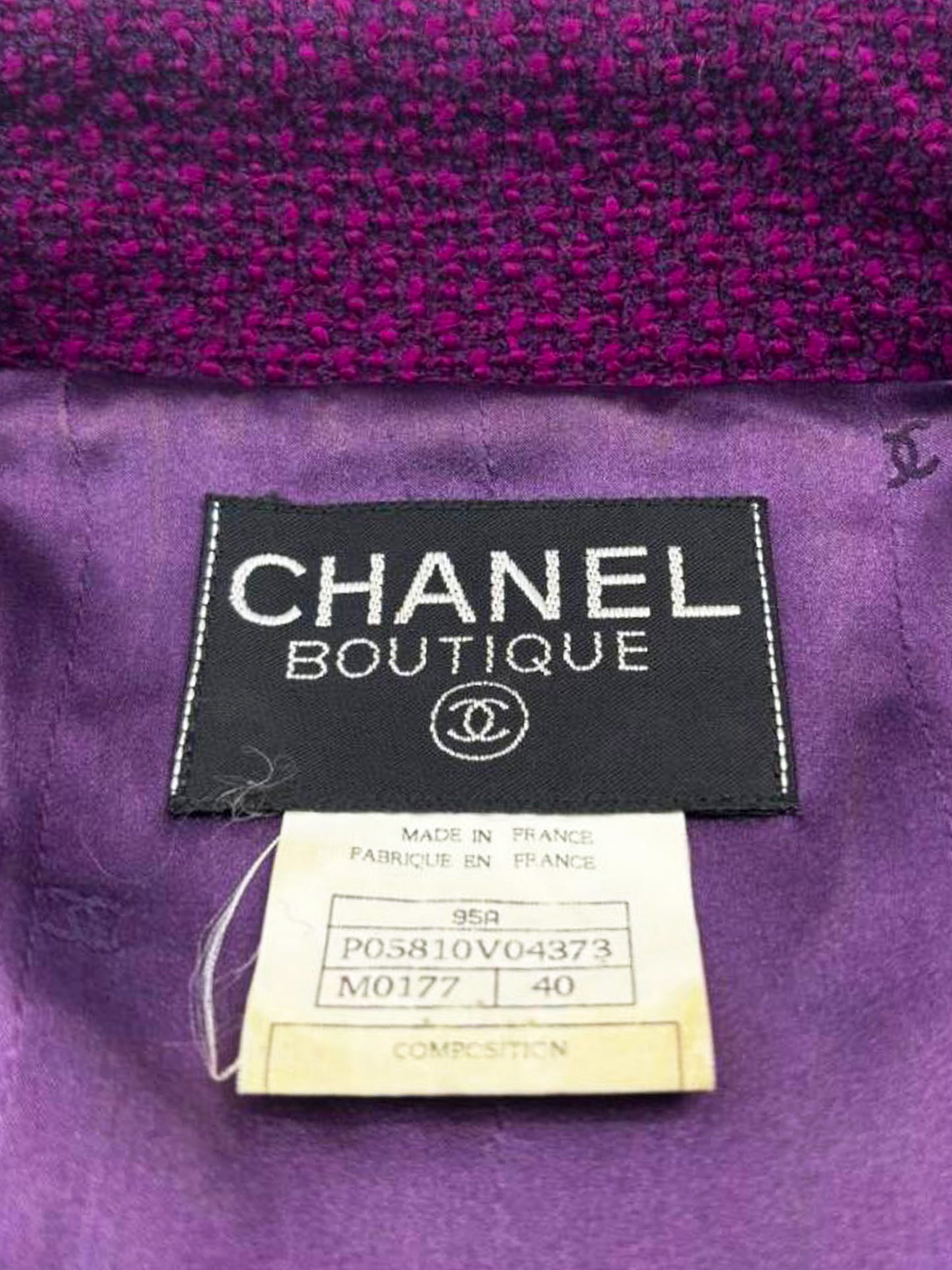 Chanel 1995 Purple Wool Tweed Single-breasted Jacket