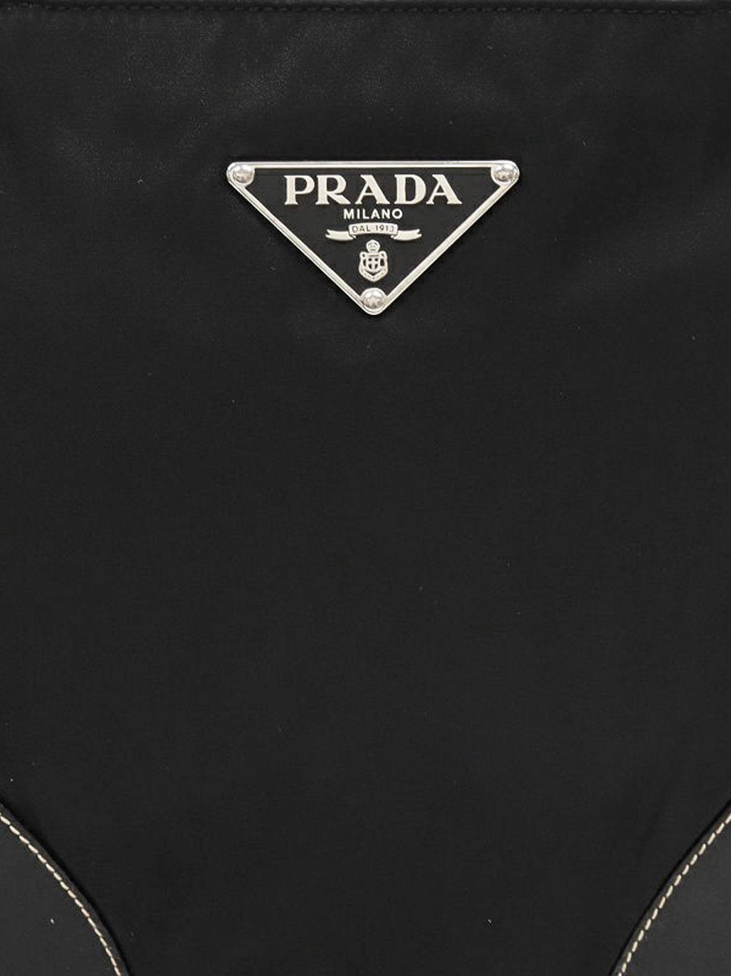 Prada 2000s Black Nylon Leather Trim Tote Bag