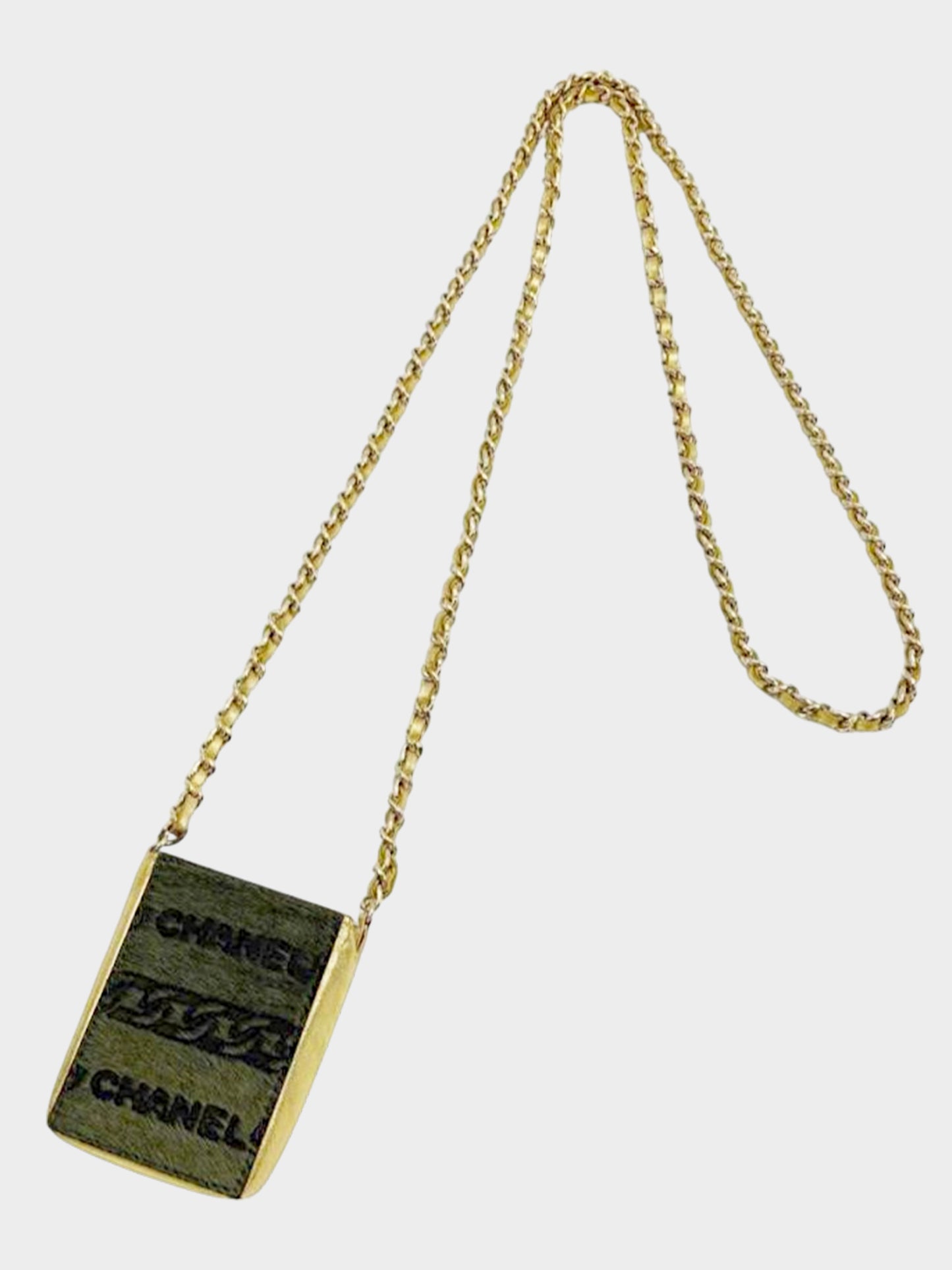Chanel 2001 Gold Metallic Leather and Pony Hair Logo Cigarette Case Bag