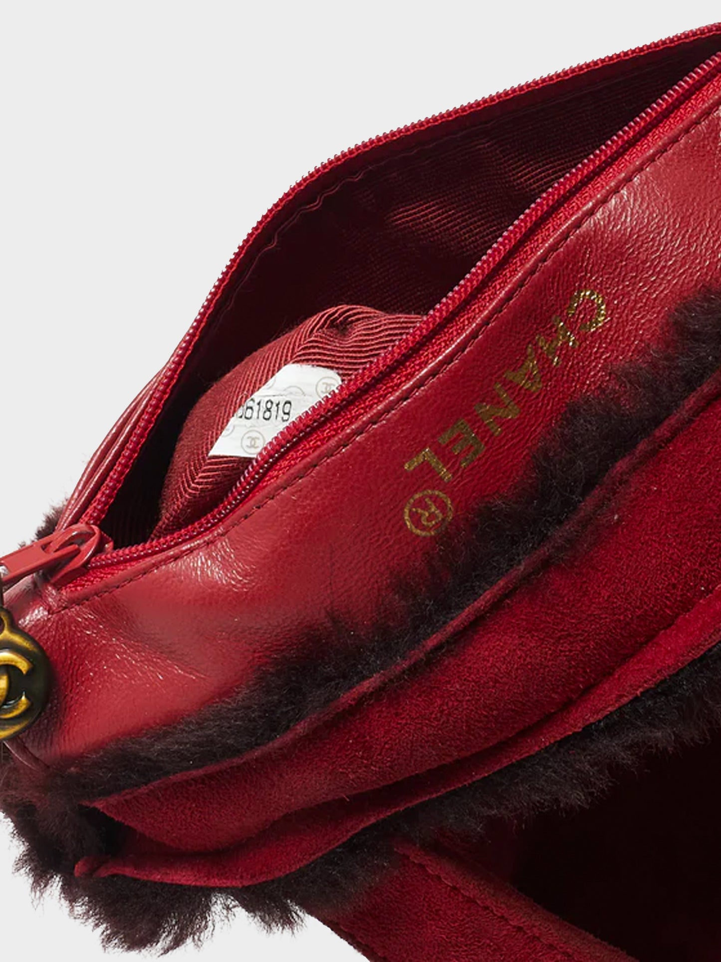 Chanel 1998 Burgundy Suede Faux Fur Trim Mini Tote Bag