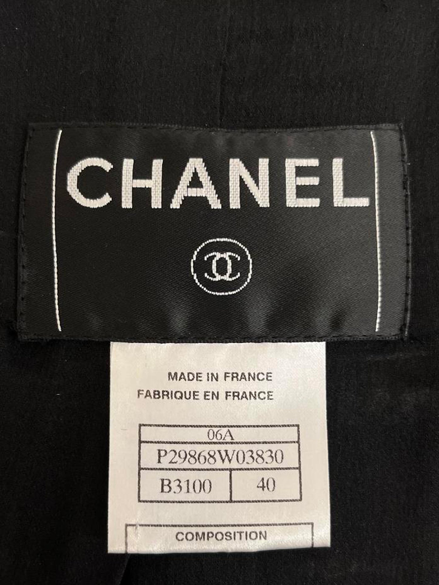 Chanel 2000s Black Boucle Wool Belted Jacket