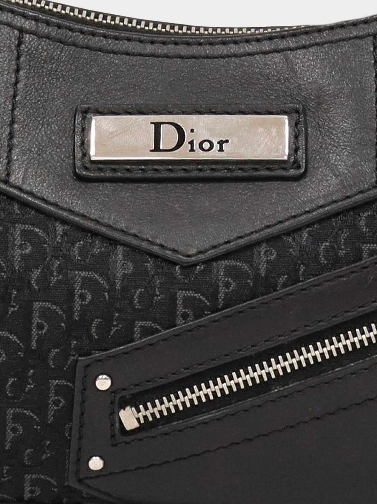 Christian Dior 2003 Black Trotter Canvas and Leather Street Chic Bag