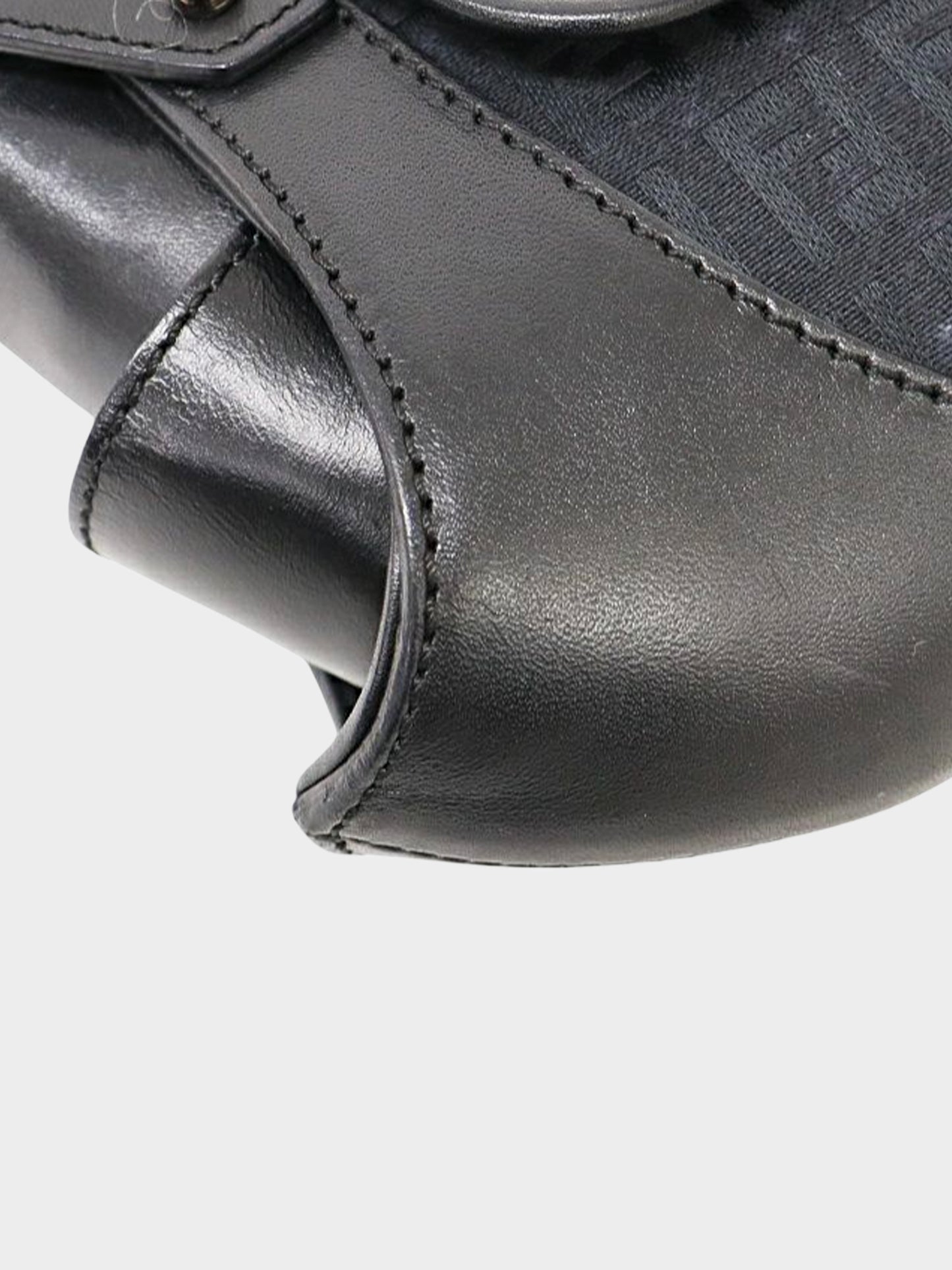 Fendi 2004 Black Calfskin Leather and Zucchino Canvas Bag