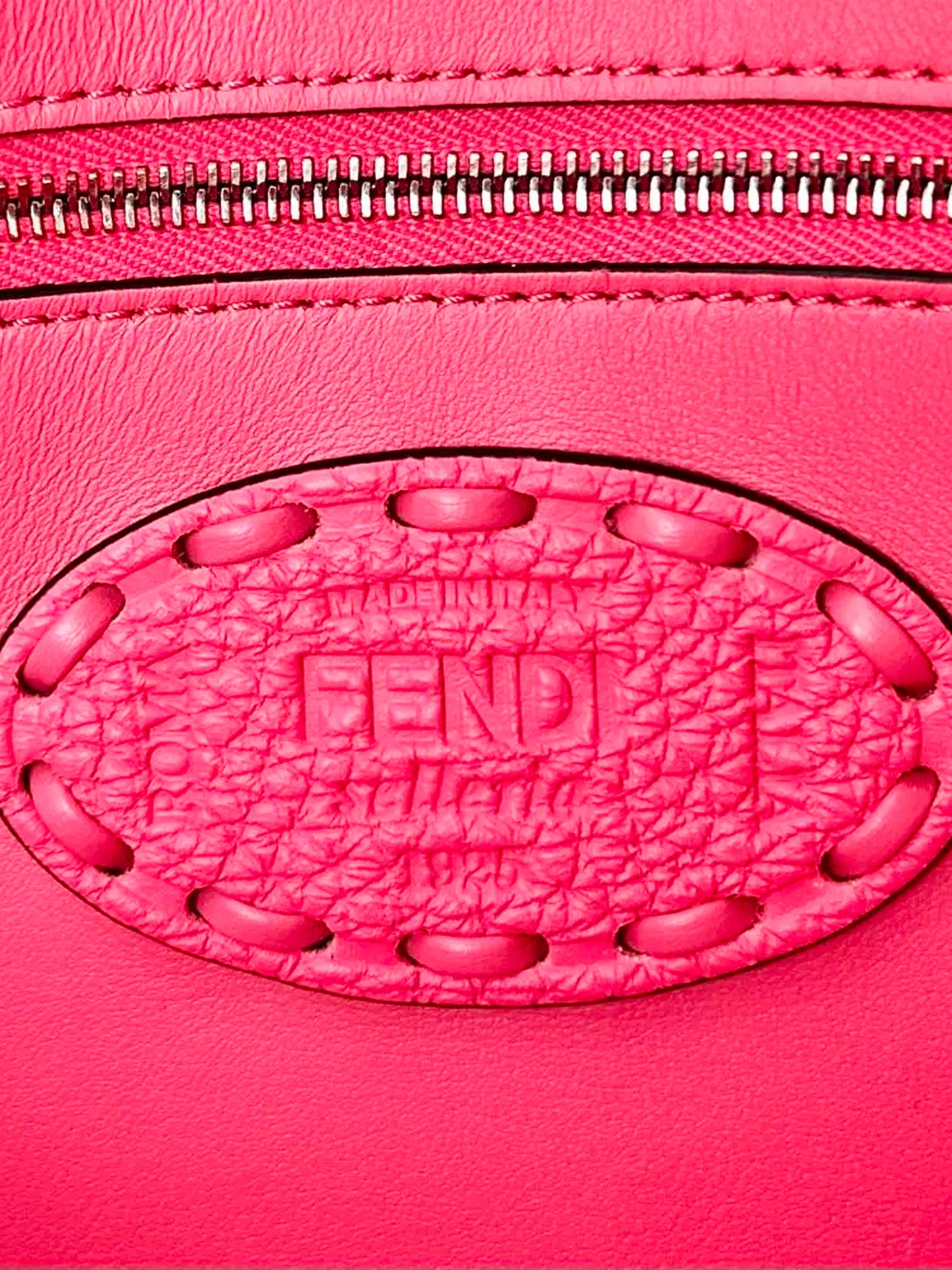 Fendi 2010s Pink Pebbled Leather Selleria Baguette
