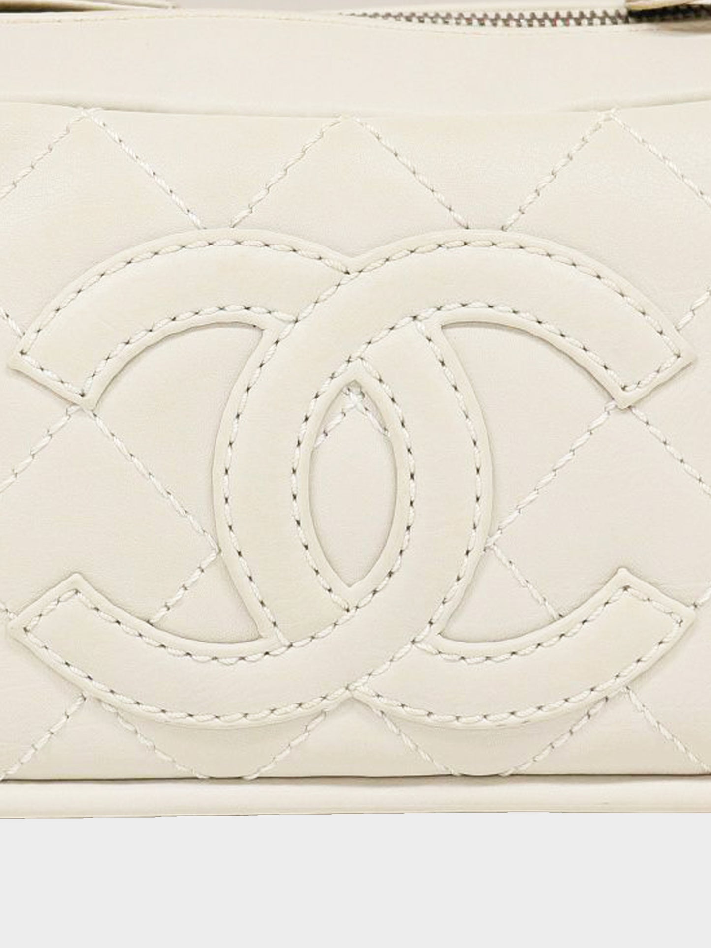 Chanel 2005-2006 White Leather Wild Stitch Shoulder Bag