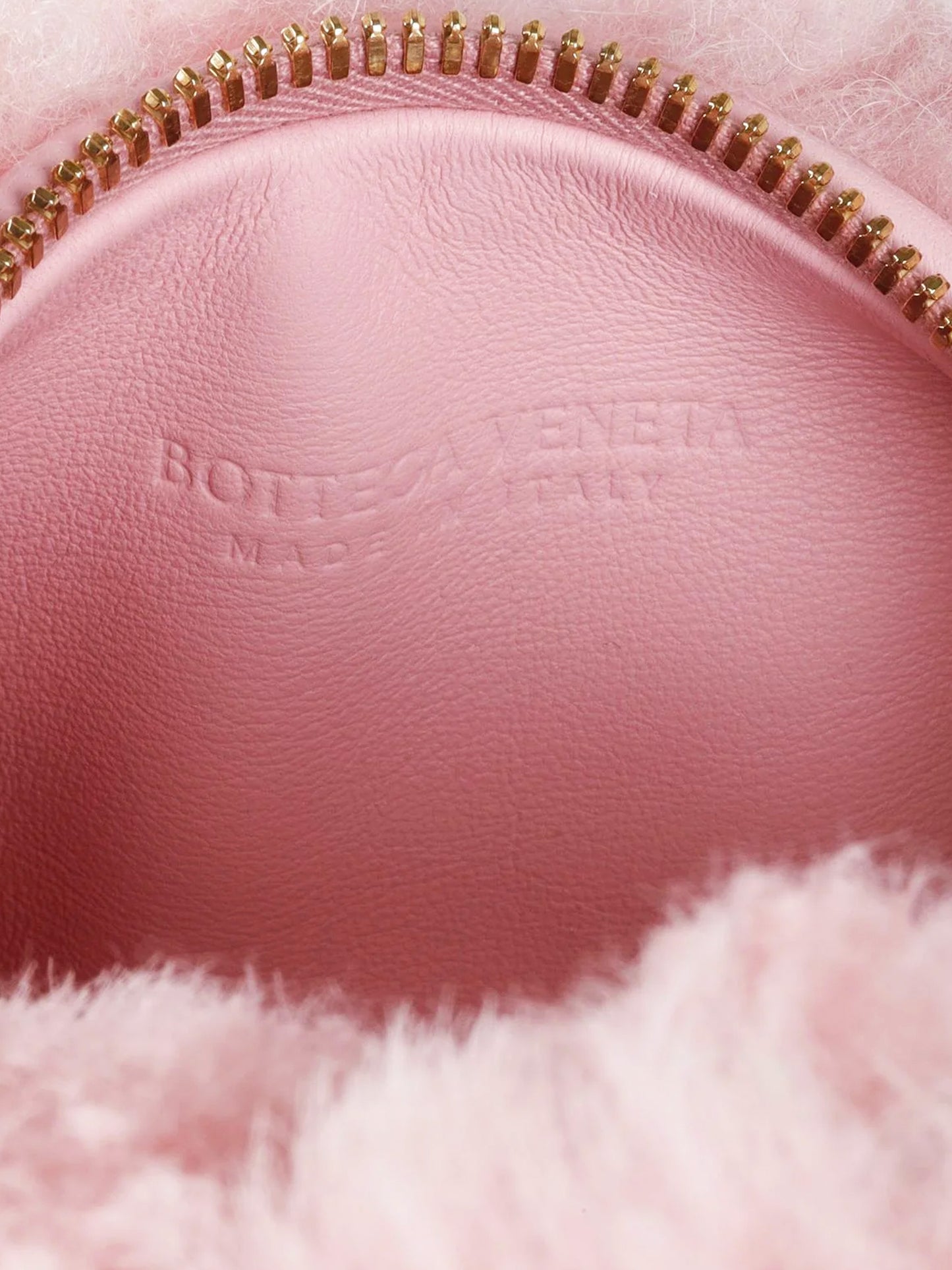 Bottega Veneta 2022 Light Pink Shearling Mini Jodie Bag