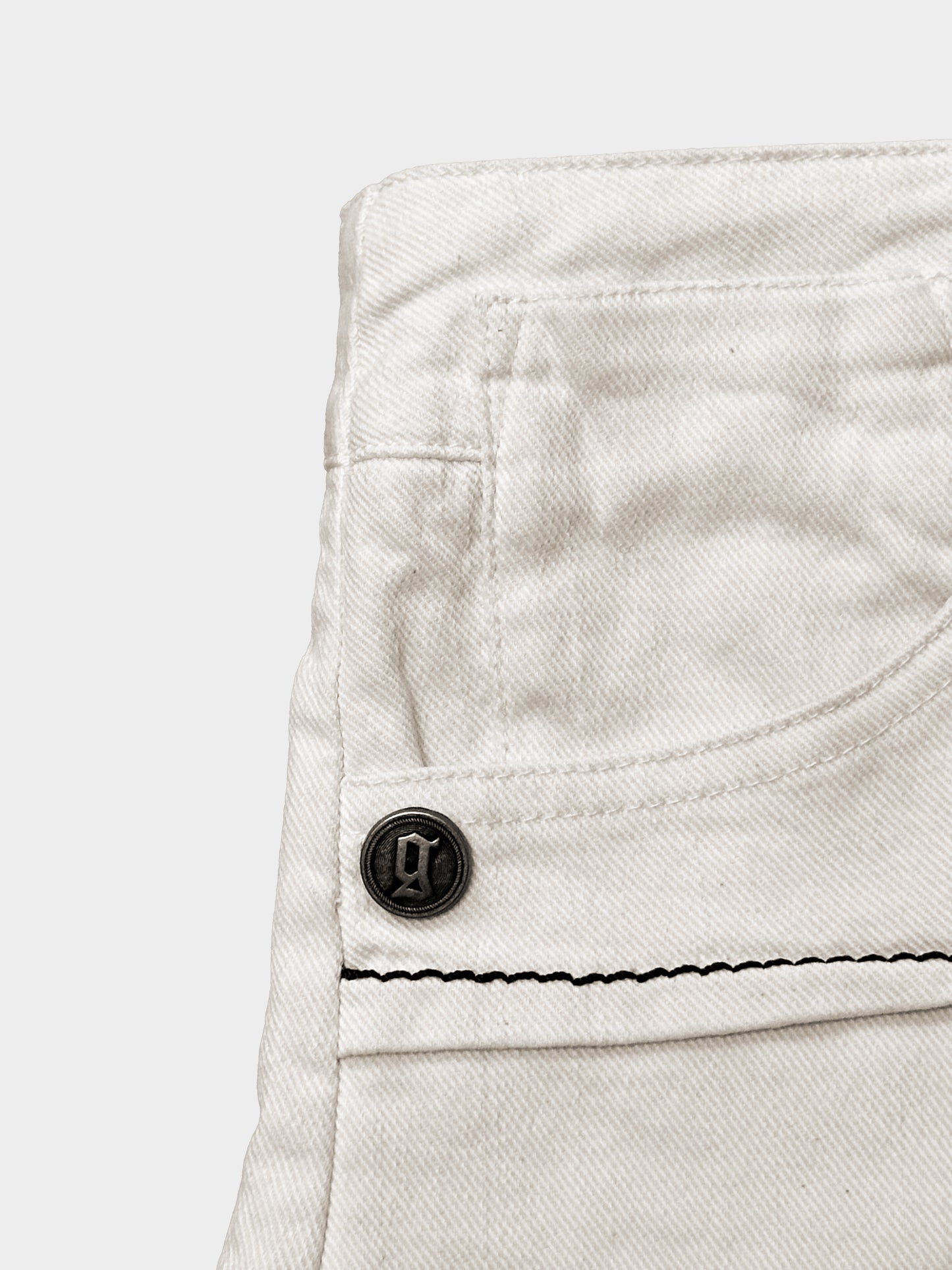 John Galliano 2000s White Denim Pleated Skirt