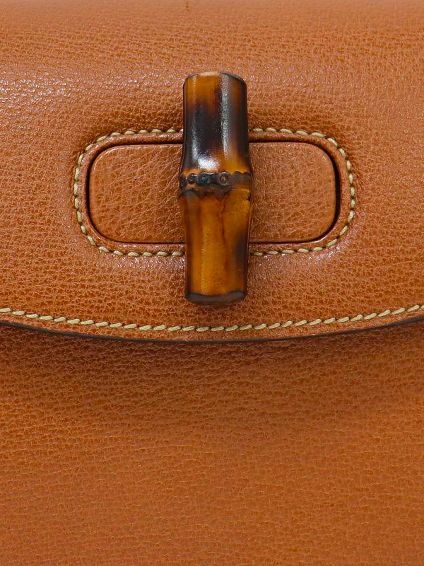 Gucci 1990s Orange Leather Bamboo 1947 Two-Way Bag