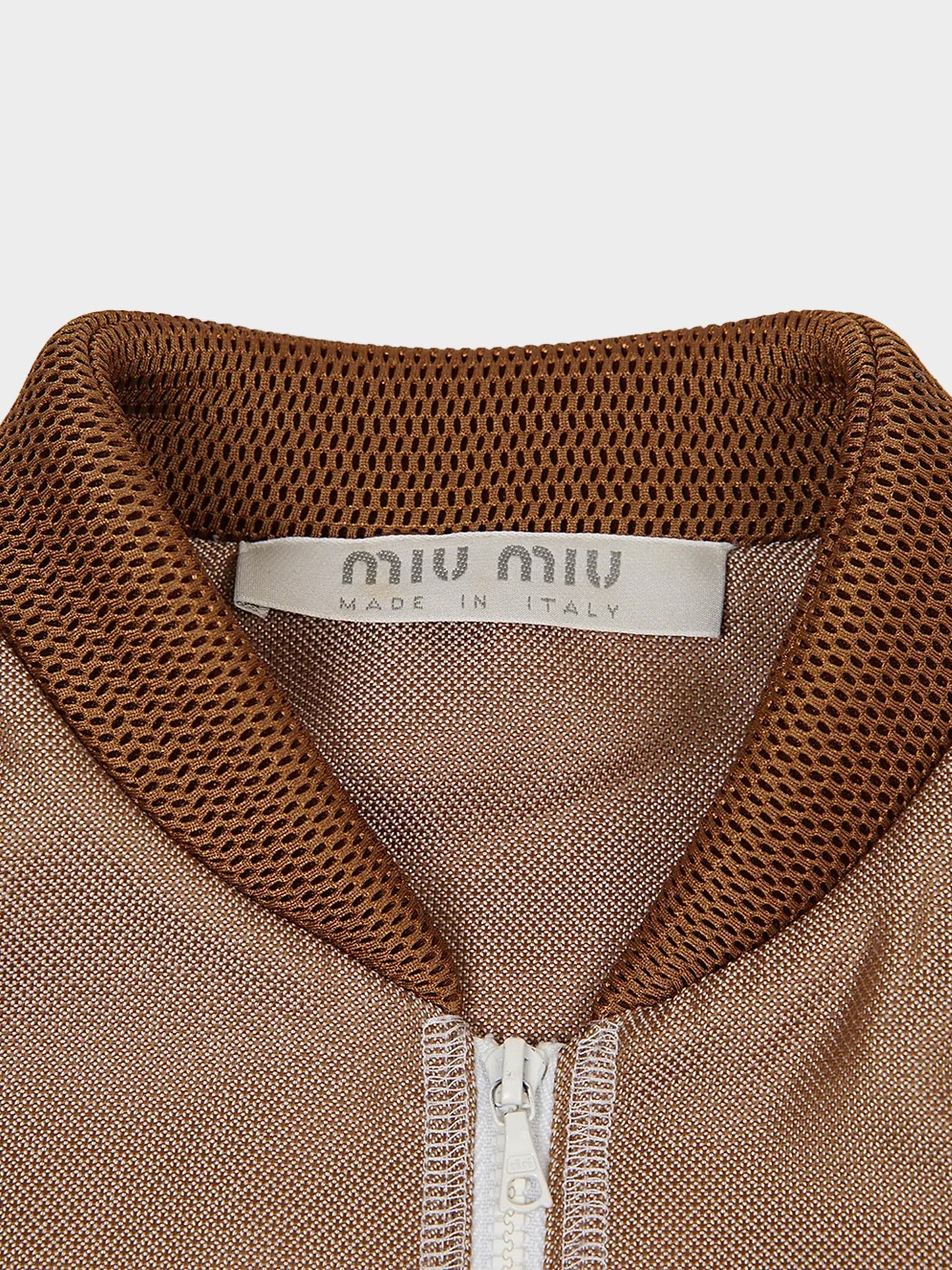 Miu Miu SS 2000 Brown Nylon Contrast Stitching Jacket