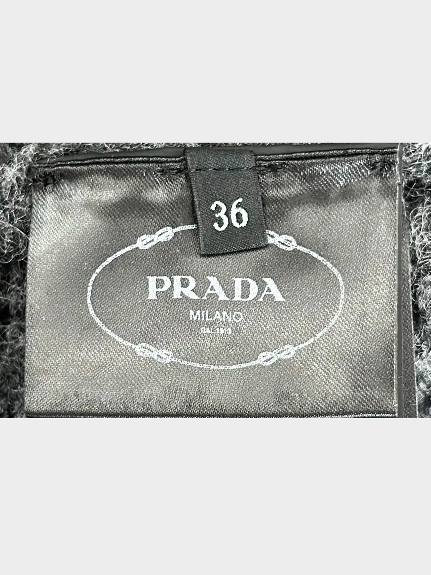 Prada 2010s Grey Wool Cardigan with Crystal Buttons