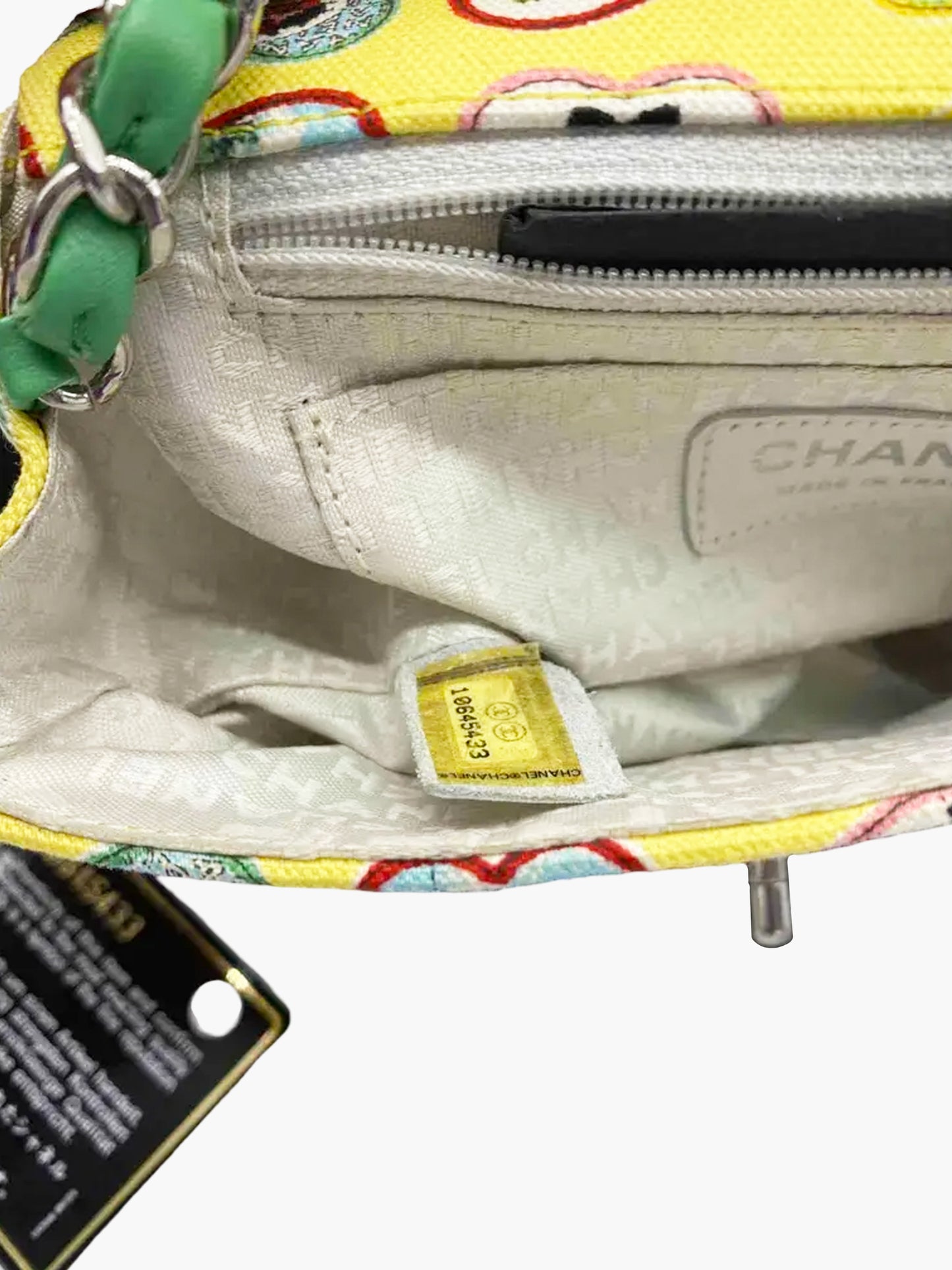 Chanel 2005-2006  Yellow Canvas Valentine's Day Hearts Mini Square Flap Bag