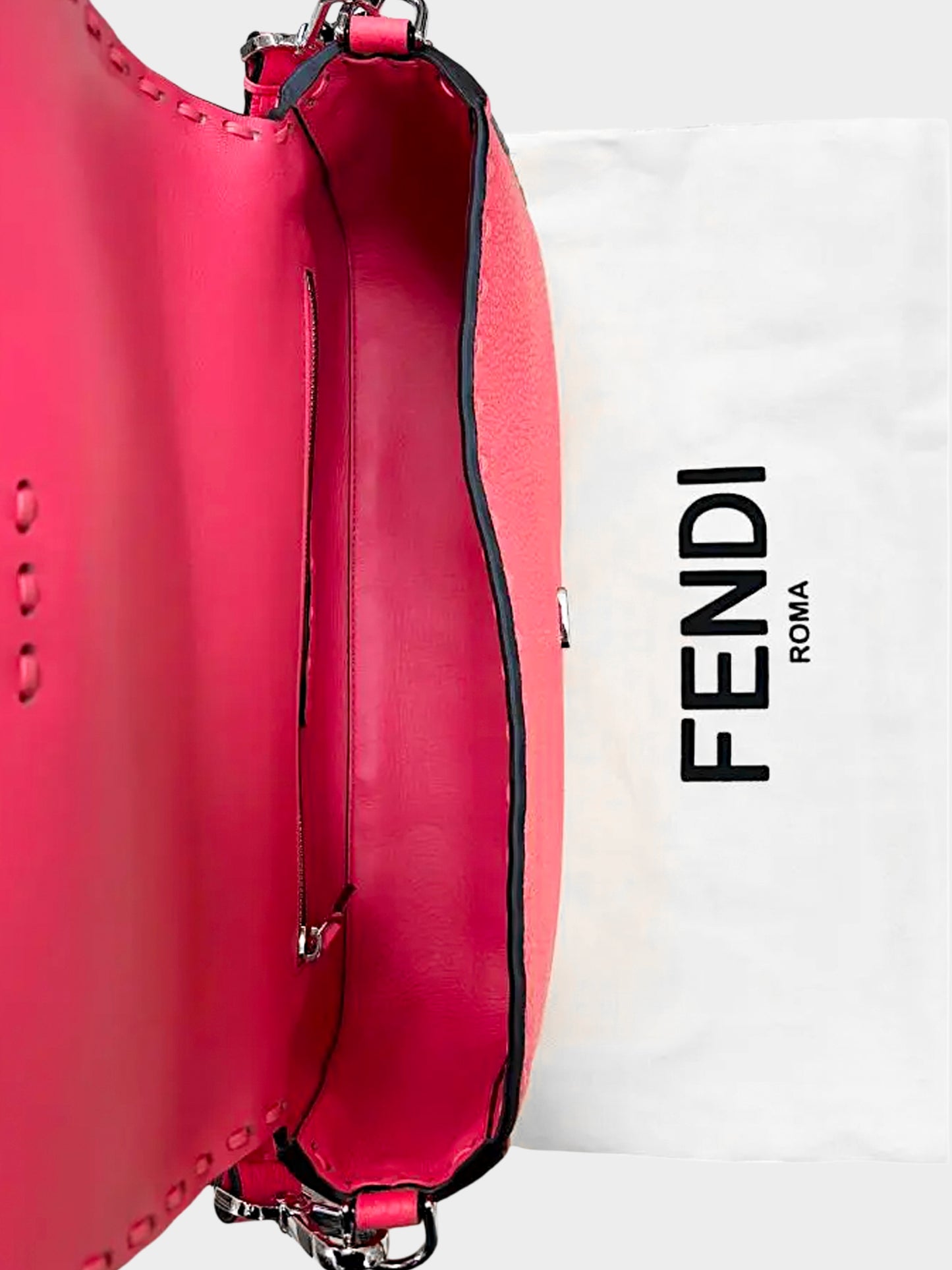 Fendi 2010s Pink Pebbled Leather Selleria Baguette
