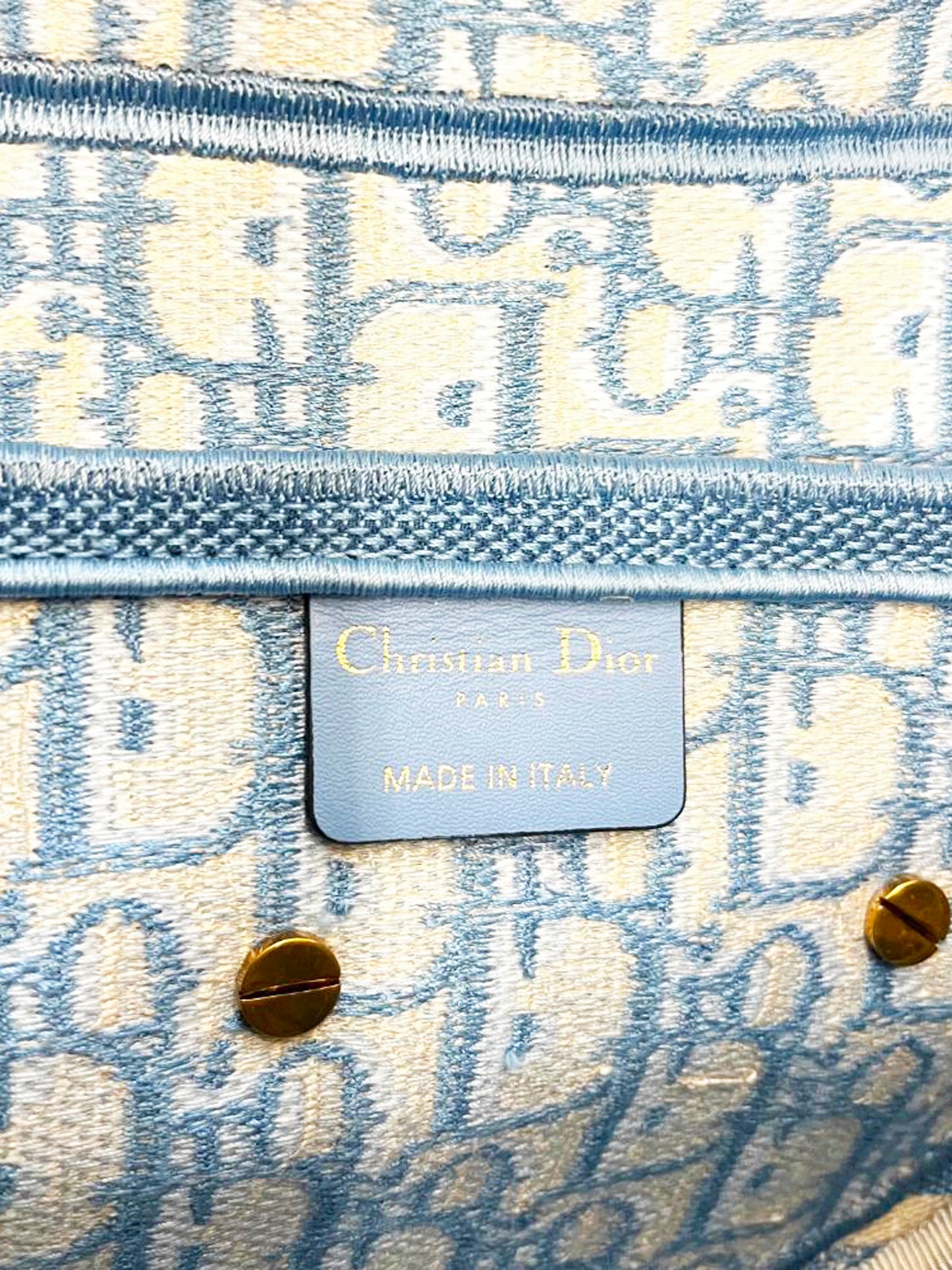 Christian Dior 2021 Cornflower Blue Oblique Embroidery Saddle Bag