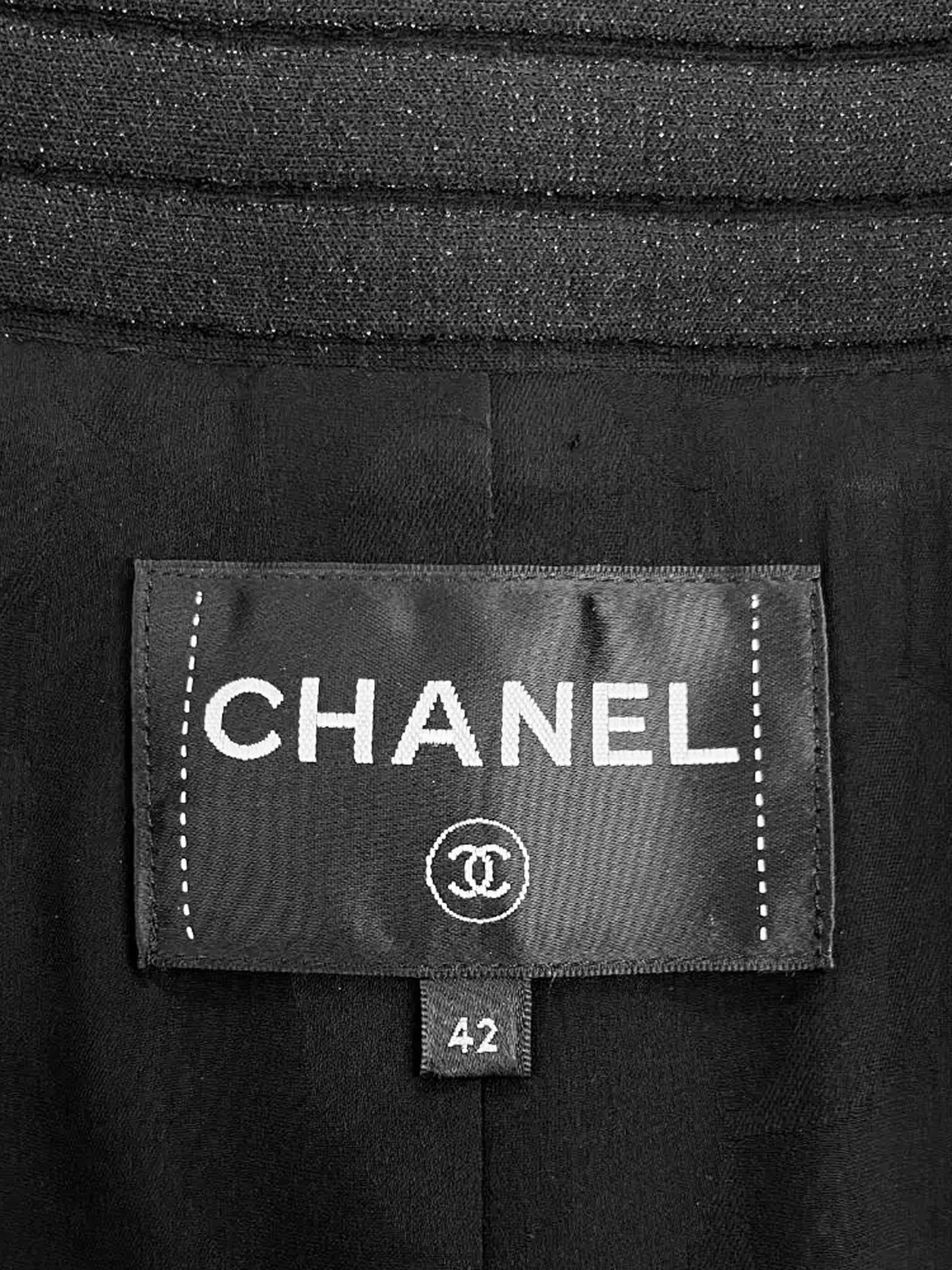Chanel Cruise 2022 Black Ribbed Crochet Trim Jacket