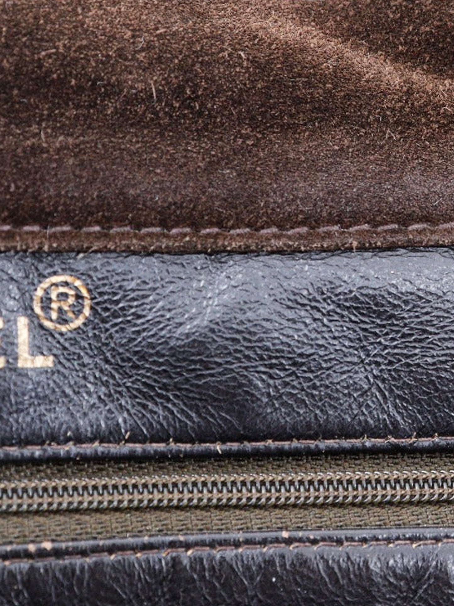 Chanel 1997 Brown Suede Logo Handle Tote Bag