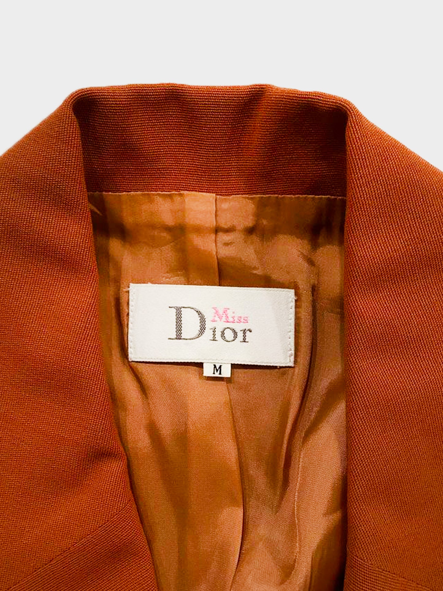 Christian Dior 1990s Miss Dior Collection Orange Wool Belted Blazer