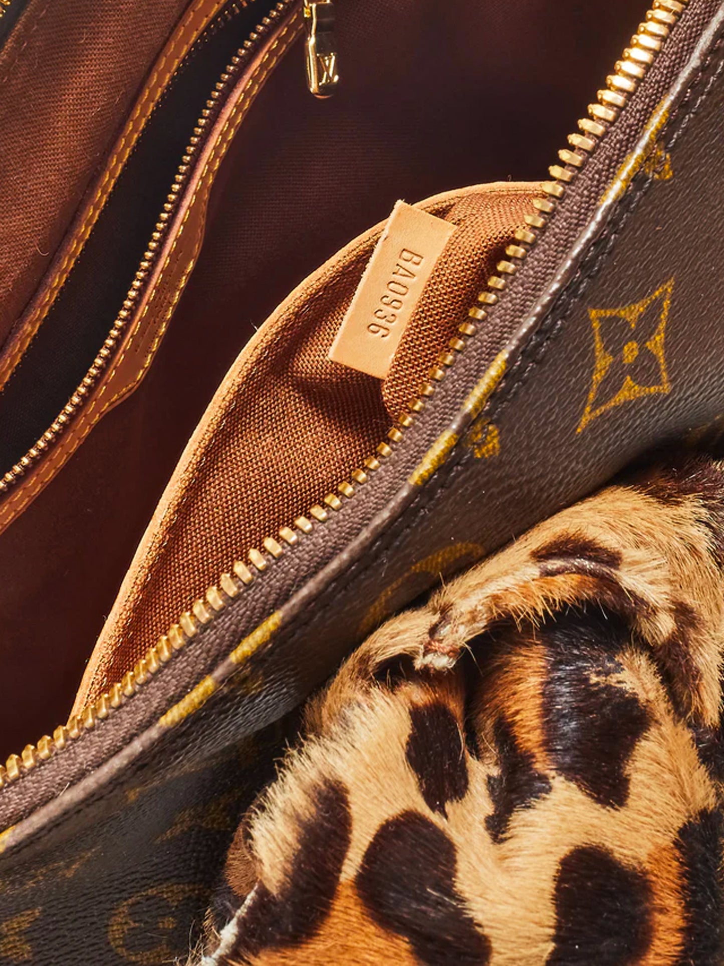 Louis Vuitton x Alaïa 1996 Limited Edition Pony Hair Leopard and Centenaire Monogram Alma Set
