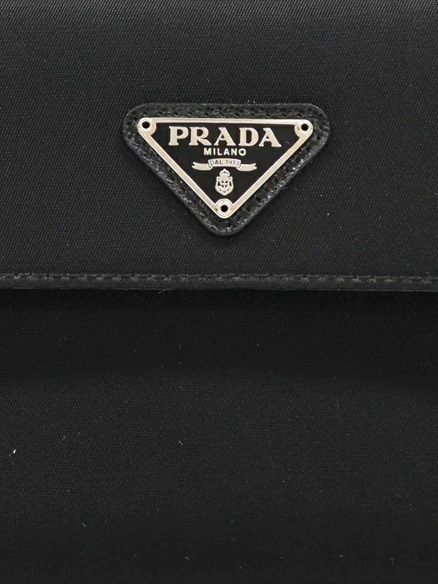 Prada 2010s Black Nylon and Saffiano Leather Logo Tri-fold Wallet
