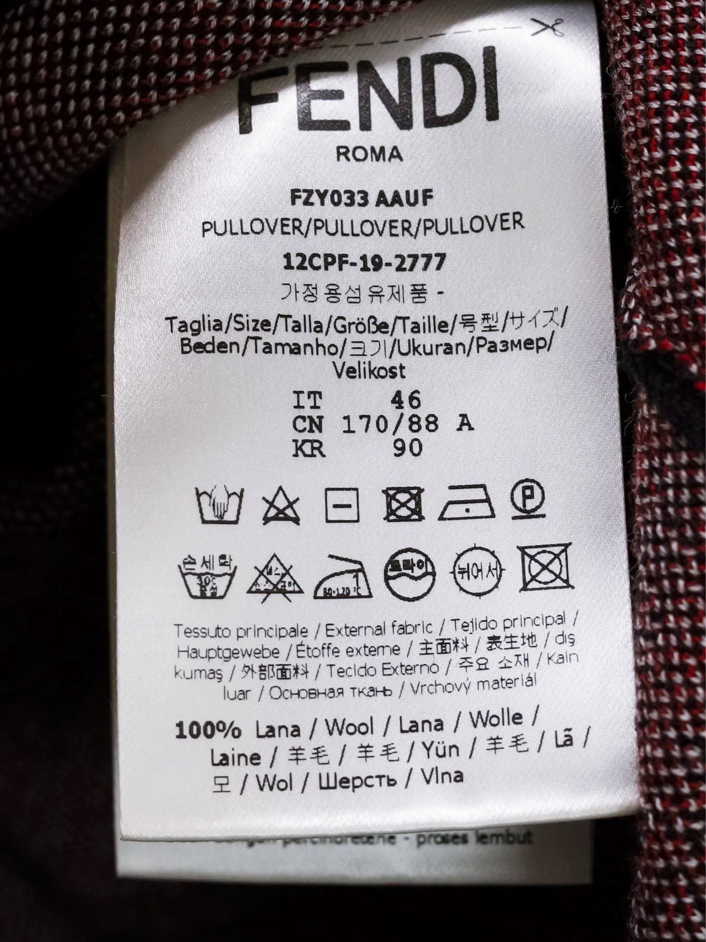 Fendi 2019 Men's Brown Diagonal Striped FF Logo Wool Knit Sweater