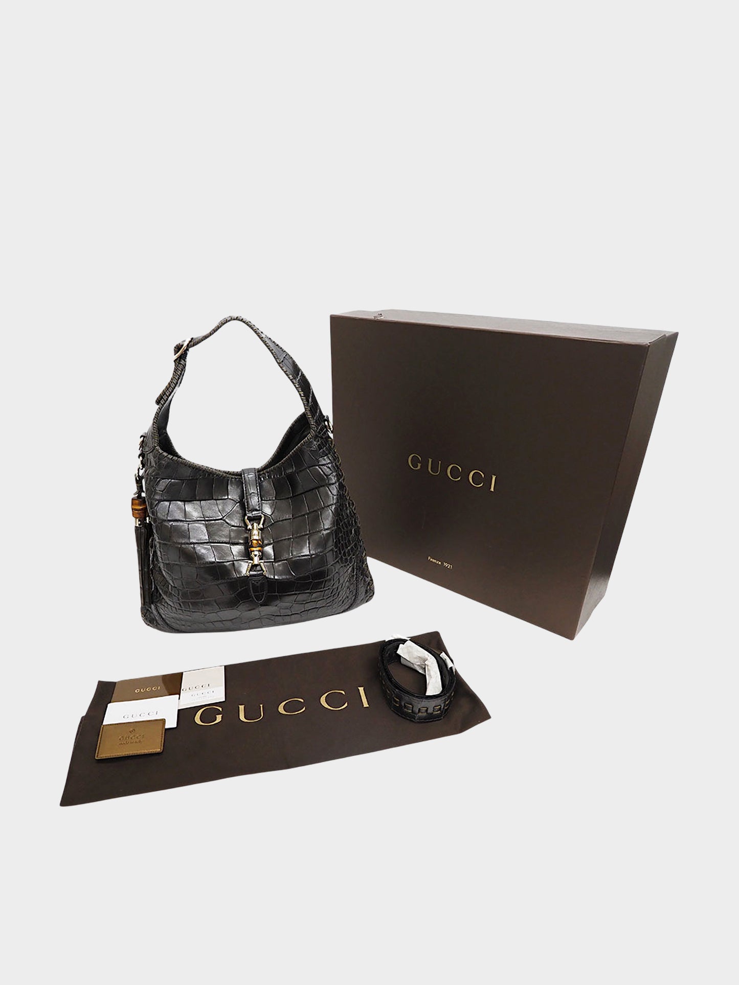 Gucci 2011 1921 Collection Black Crocodile Leather Bag