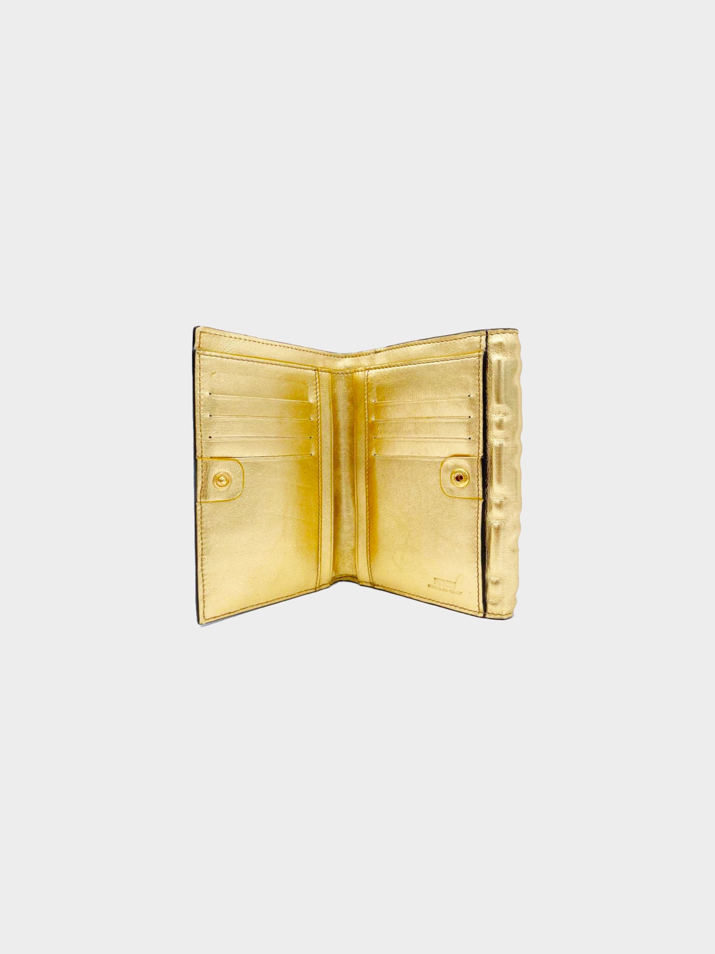 Fendi 2020s Embossed FF Metallic Leather Wallet