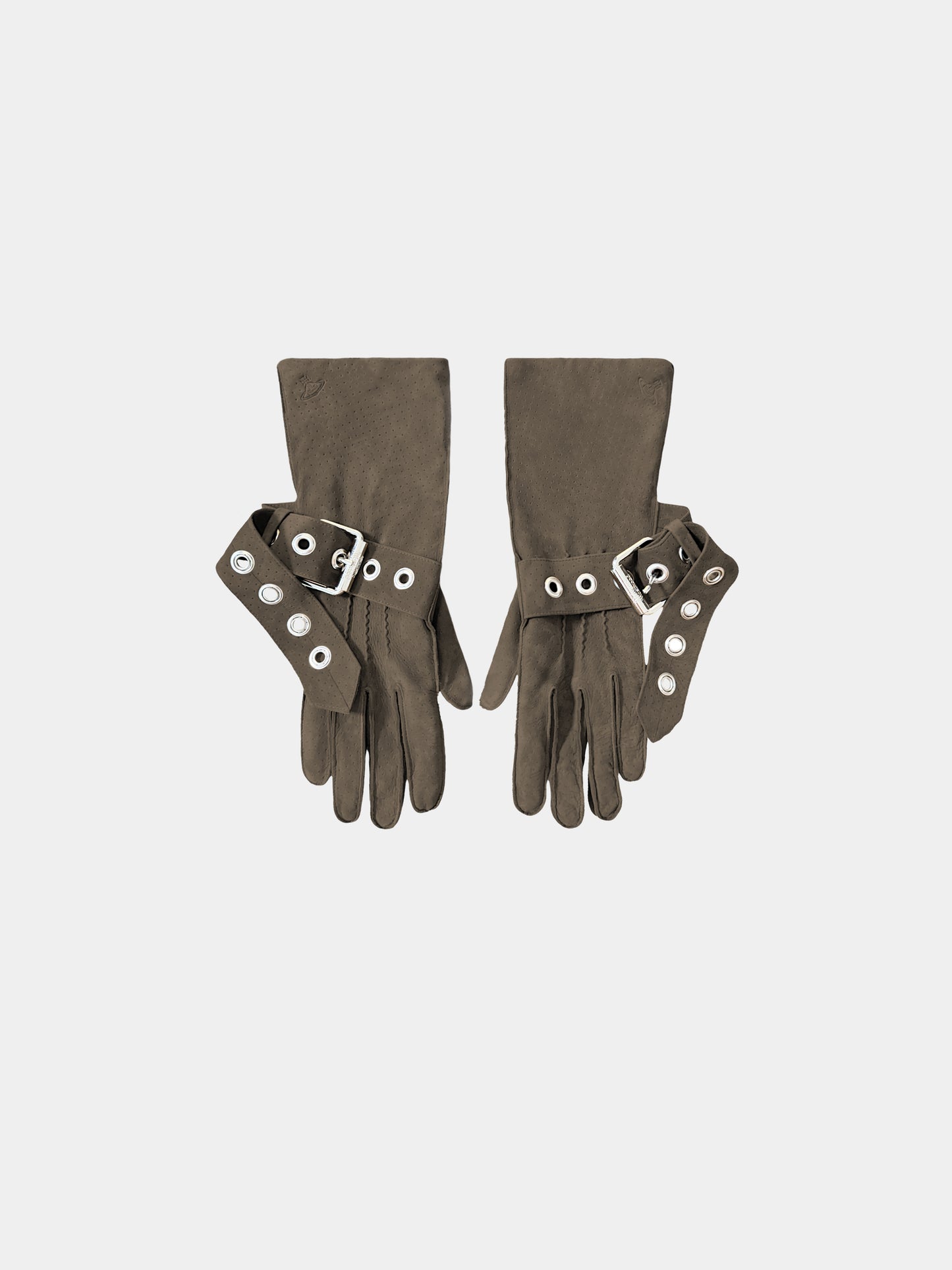 Vivienne Westwood 2000s Brown Leather Buckle Gloves