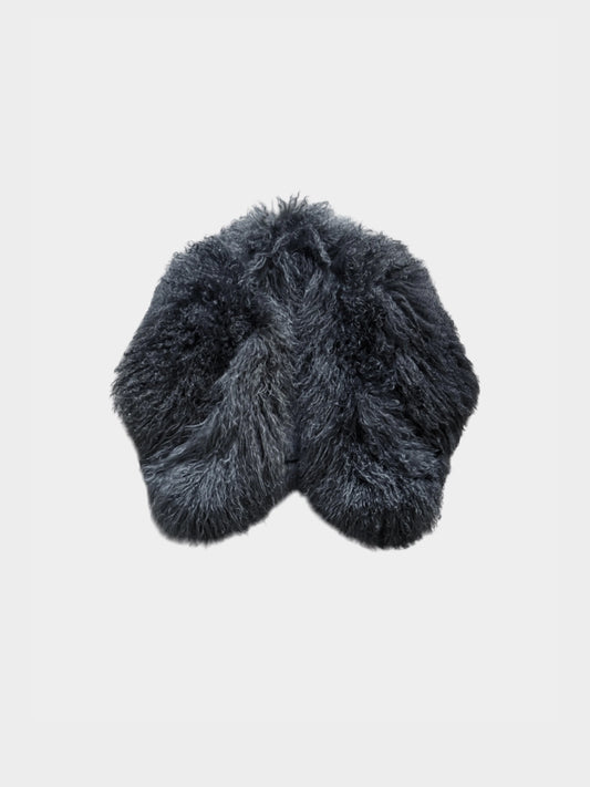 Roberto Cavalli 1990s Dark Grey Mongolian Fur Coat