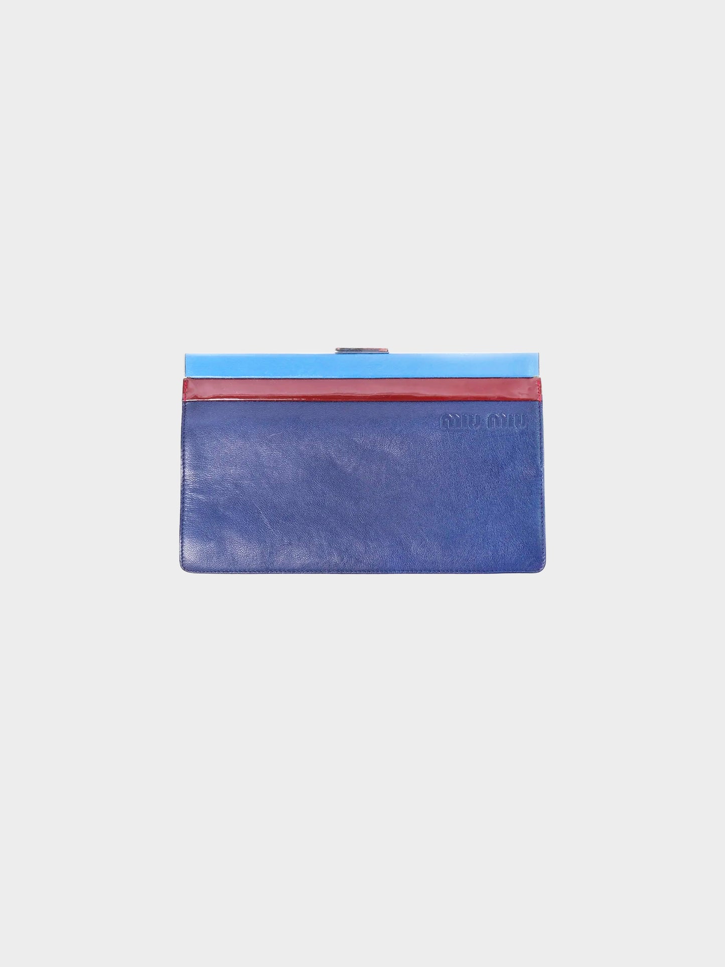 Miu Miu SS 2000 Blue Leather Flat Clutch