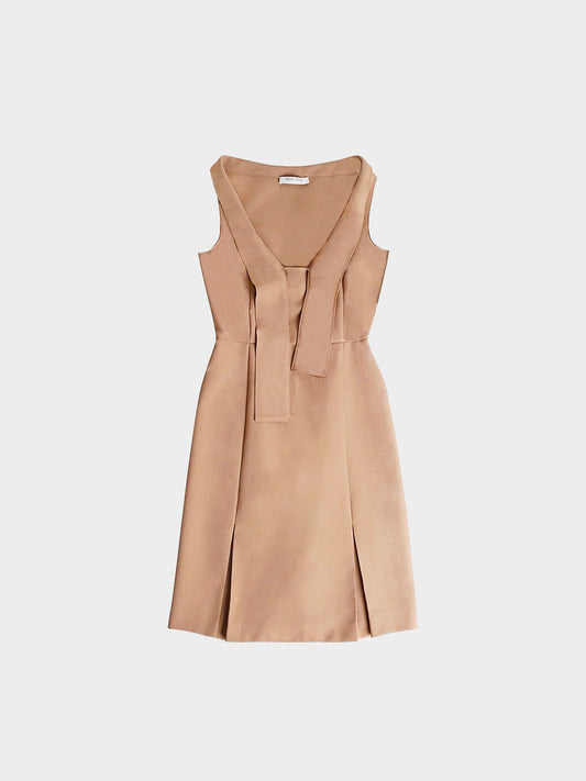 Miu Miu FW 2000 Beige Tie-neck Midi Dress